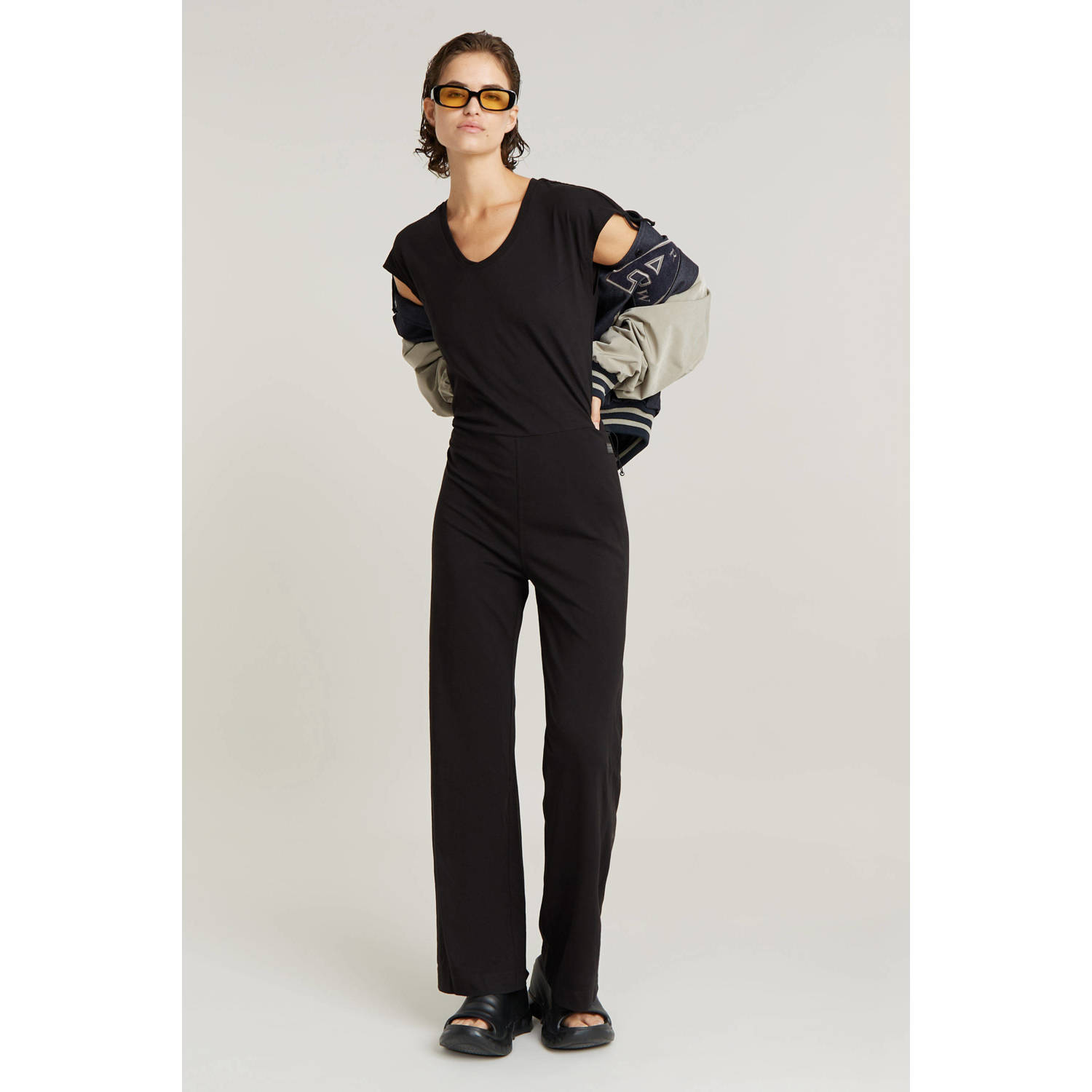 G-Star RAW Riveted Flared Jumpsuit Zwart Dames