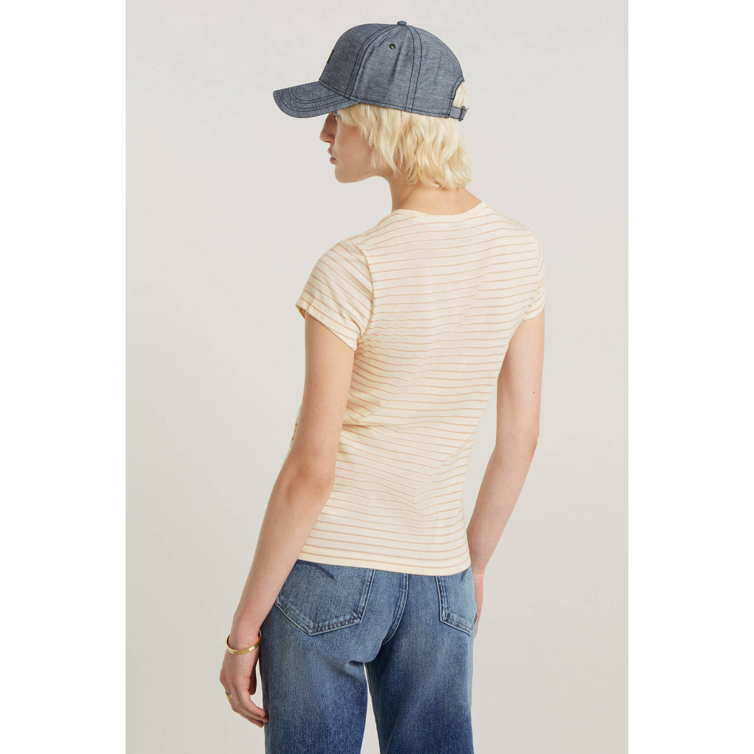 G-STAR gestreept T-shirt Eyben crème geel