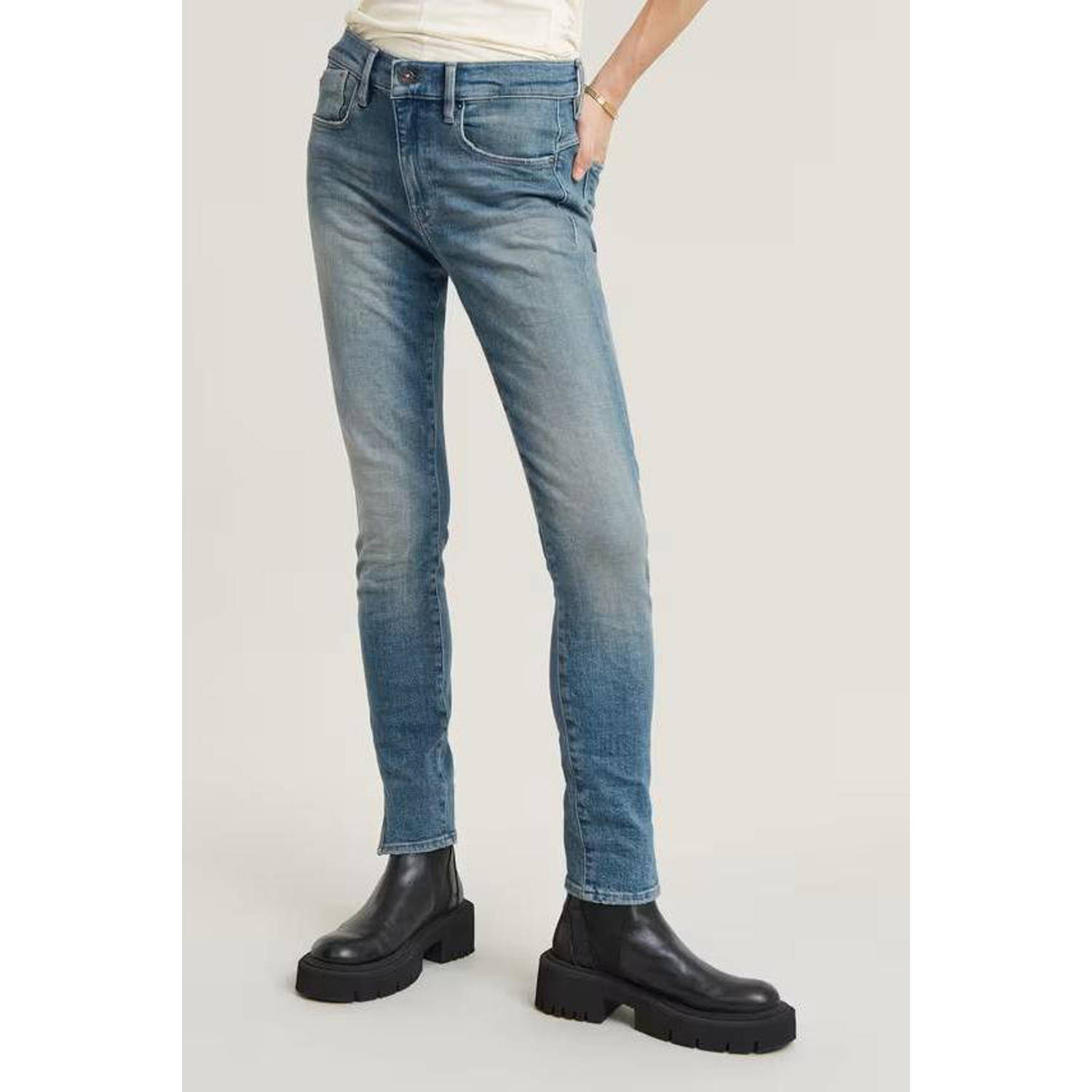 G-Star RAW Lhana high waist skinny jeans met split medium blue denim