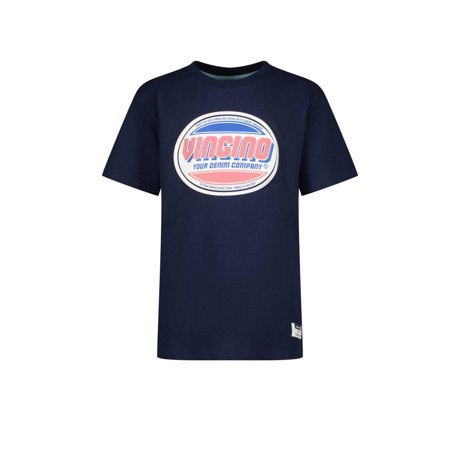 VINGINO T-shirt Hon met logo donkerblauw Jongens Katoen Ronde hals Logo 152