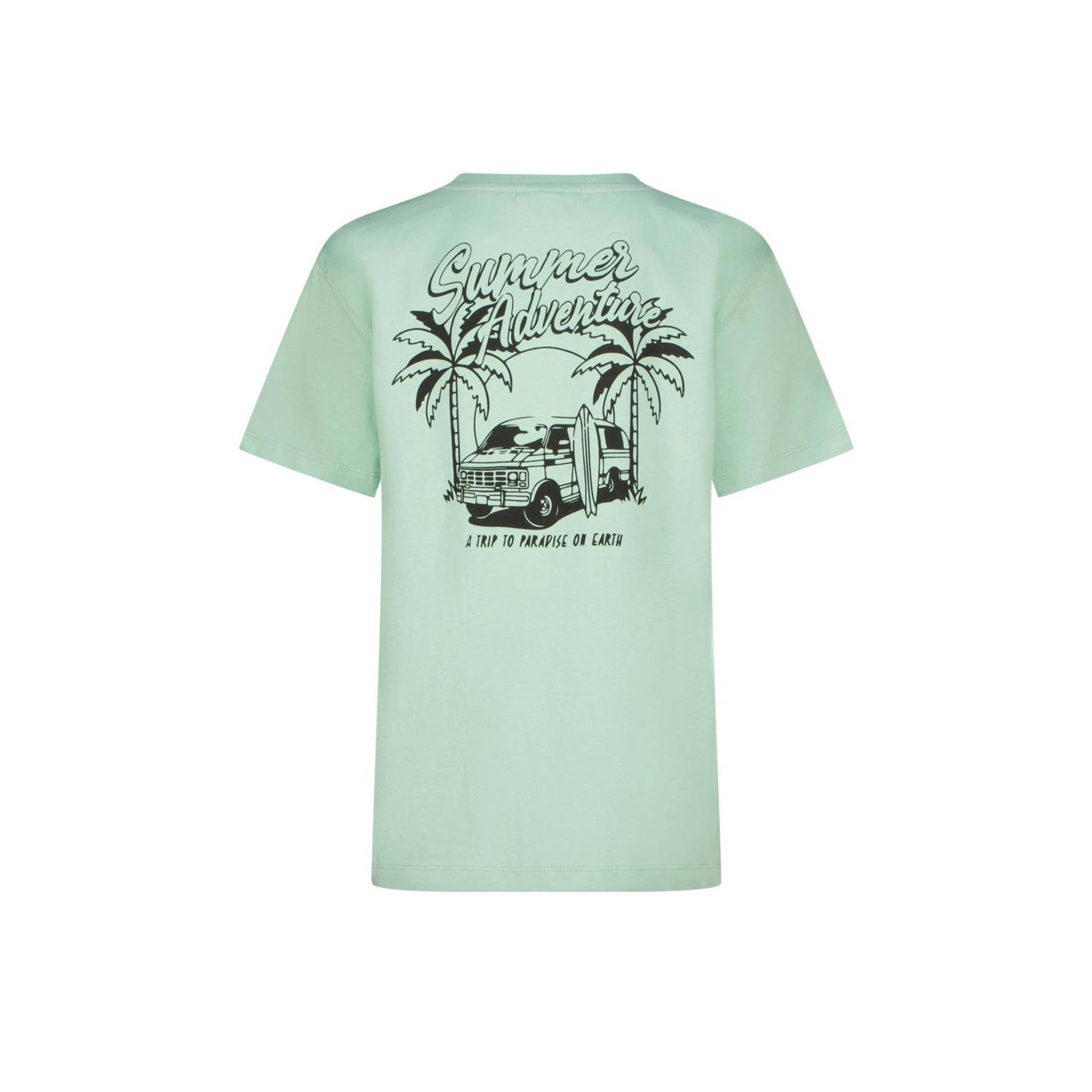 Vingino T-shirt Hatsa met backprint zachtgroen