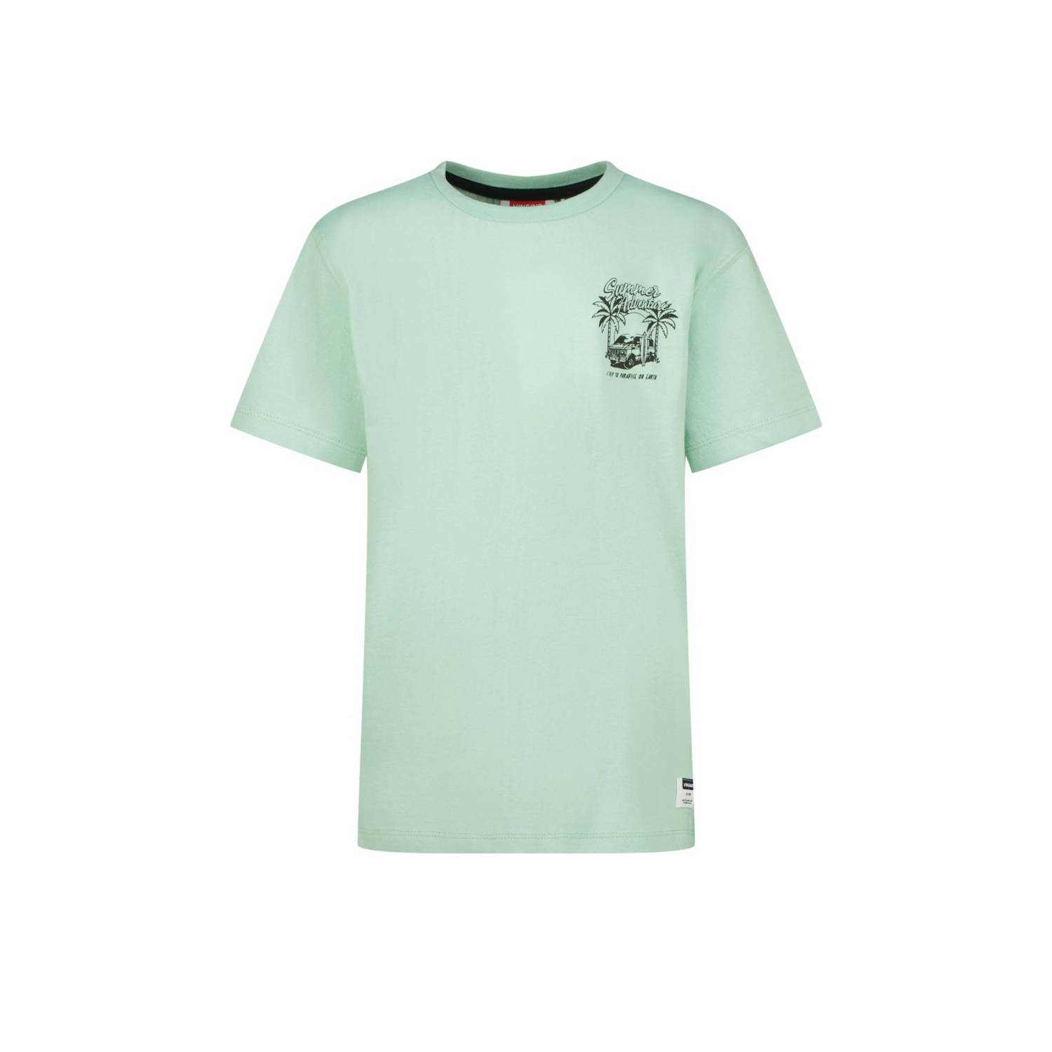VINGINO T-shirt Hatsa met backprint zachtgroen Jongens Katoen Ronde hals 128