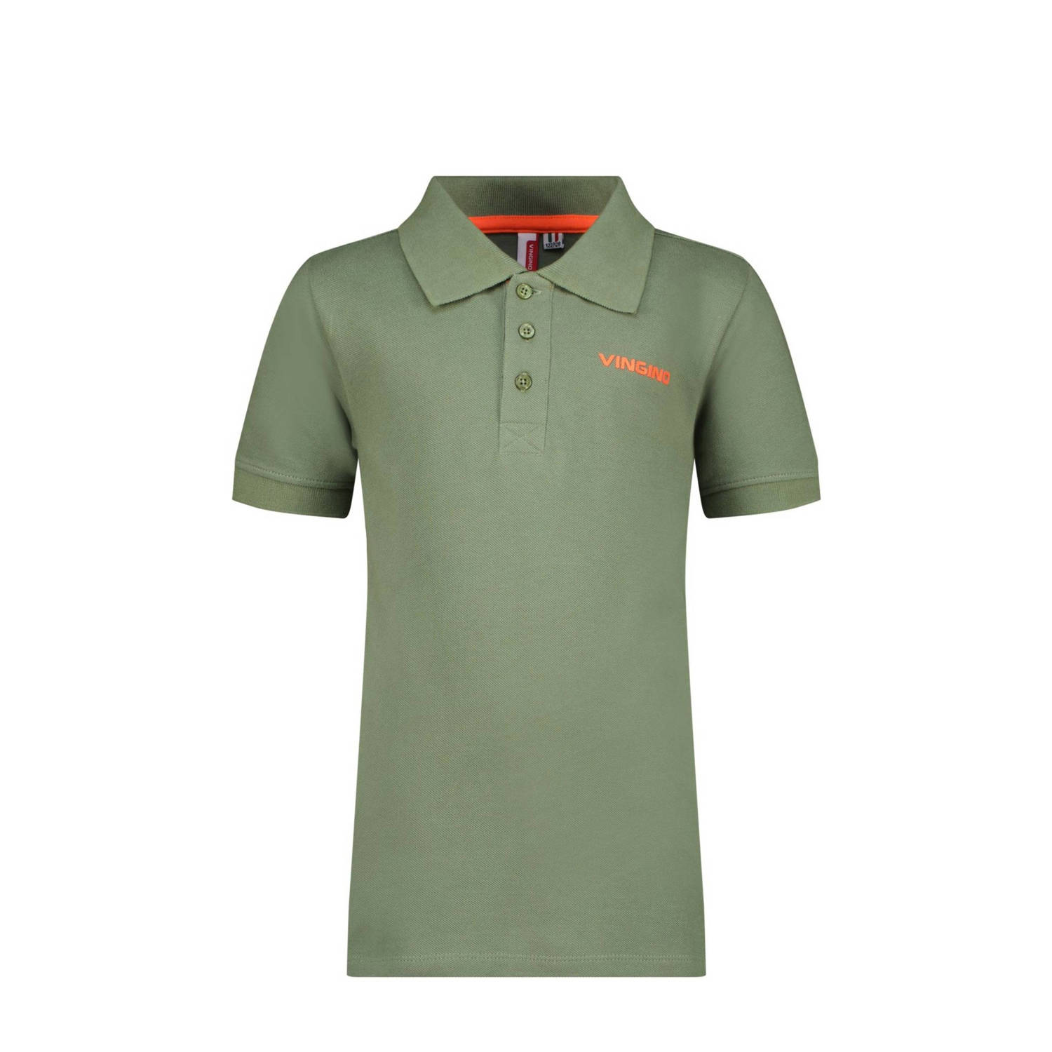 VINGINO polo Kasic olijfgroen T-shirt Jongens Katoen Polokraag Effen 140