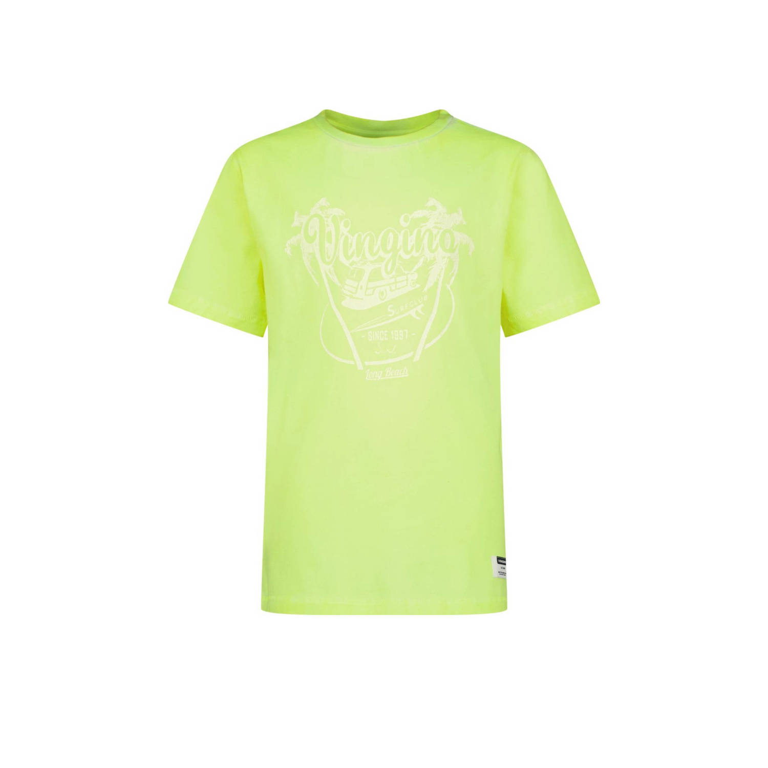 Vingino T-shirt Hois met printopdruk neongeel