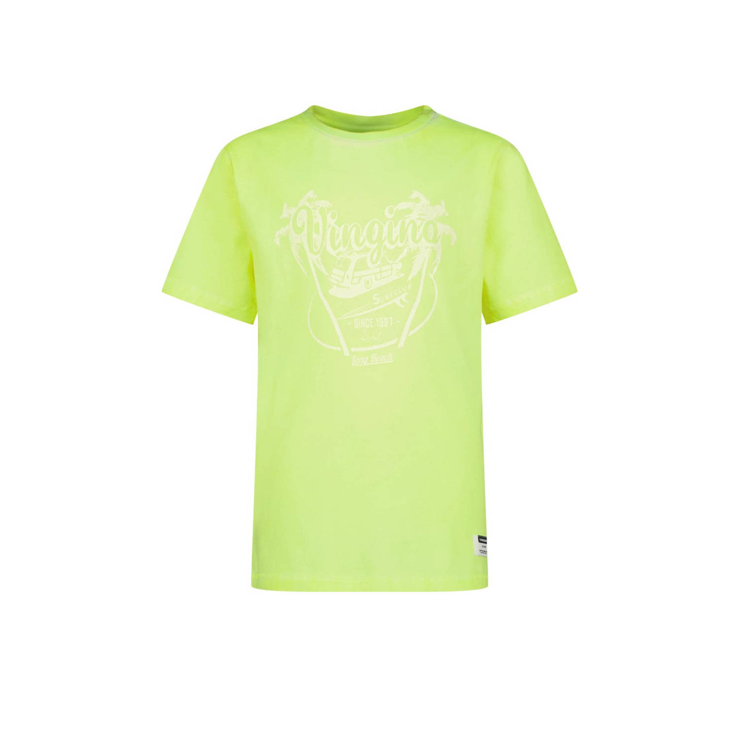 VINGINO T-shirt Hois met printopdruk neongeel Jongens Katoen Ronde hals 128