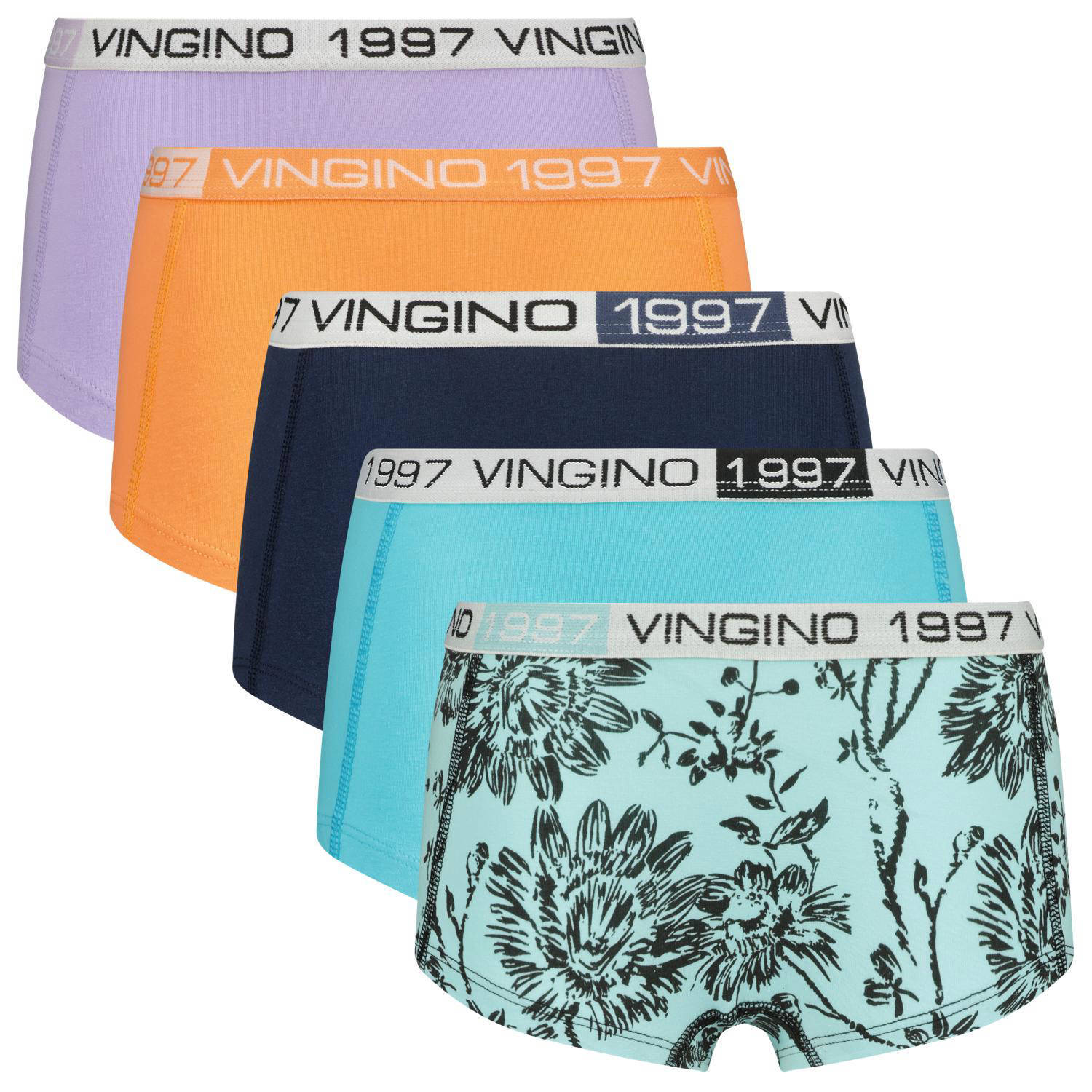 VINGINO short set van 5 aquablauw multicolor Slip Meisjes Stretchkatoen 134 140