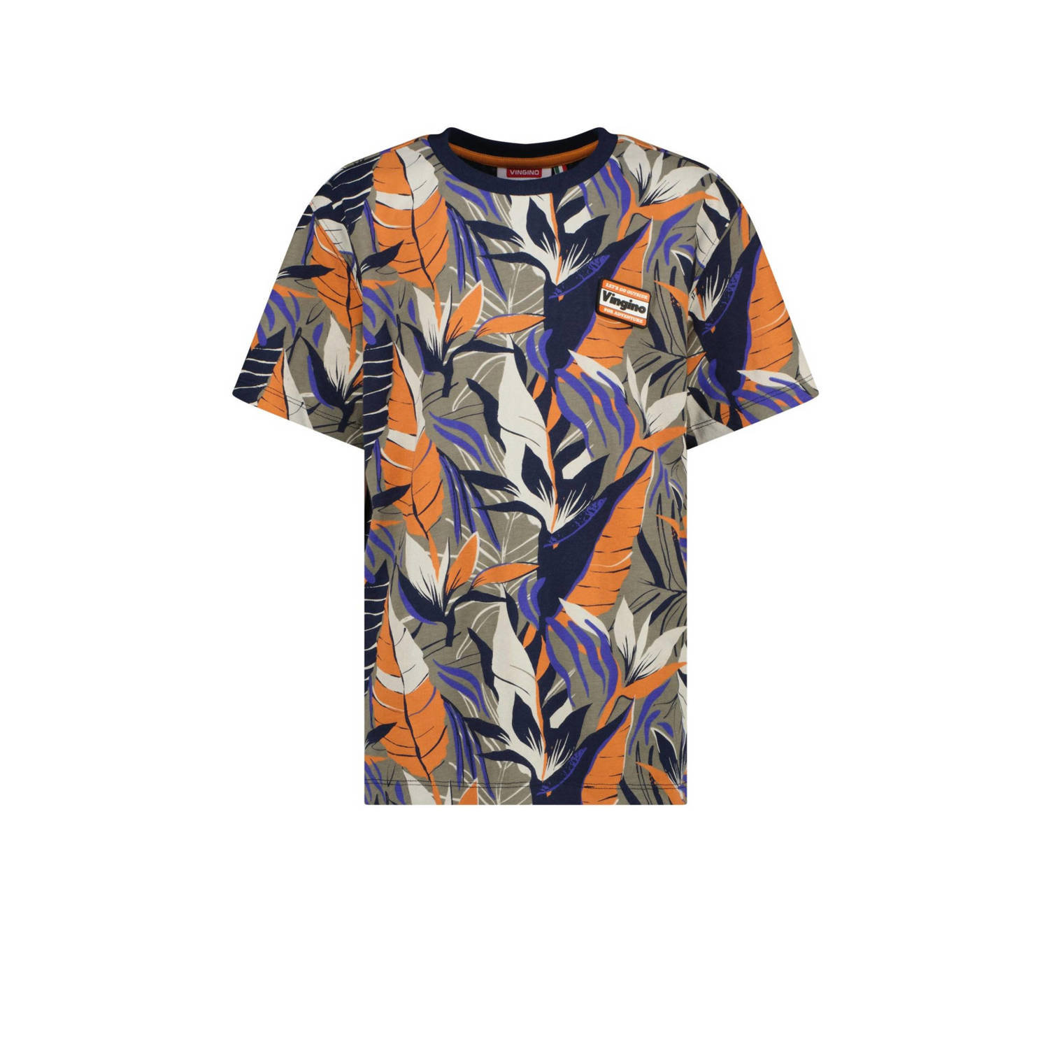 VINGINO T-shirt Hor met all over print zand oranje paars Beige Jongens Katoen Ronde hals 128