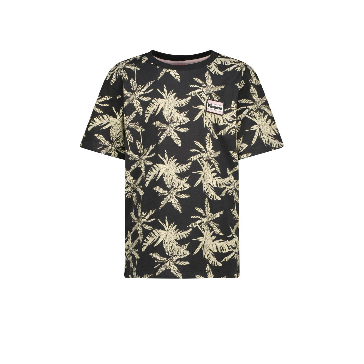 Vingino T-shirt Hor met all over print antraciet beige