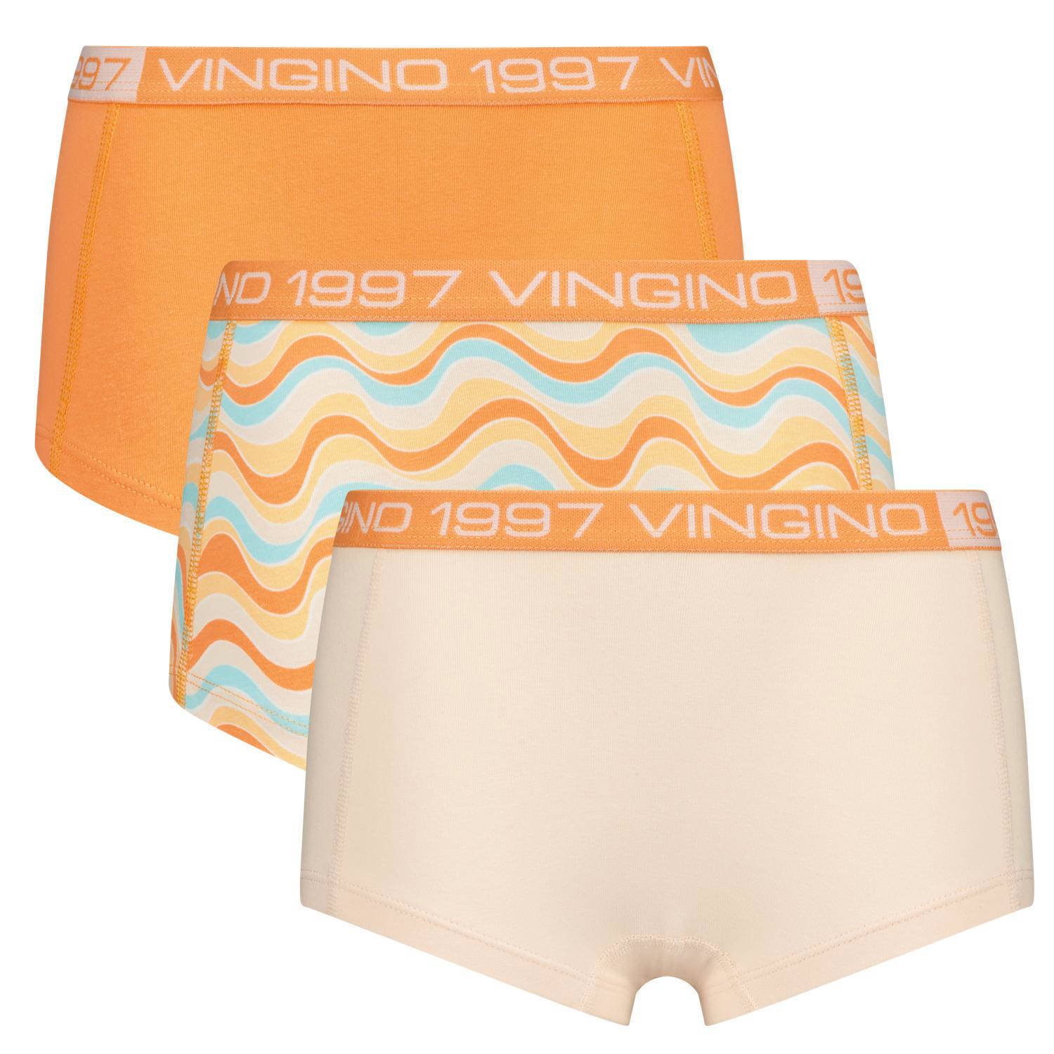 VINGINO short Zigzag- set van 3 oranje lichtblauw ecru Slip Meisjes Stretchkatoen 122 128