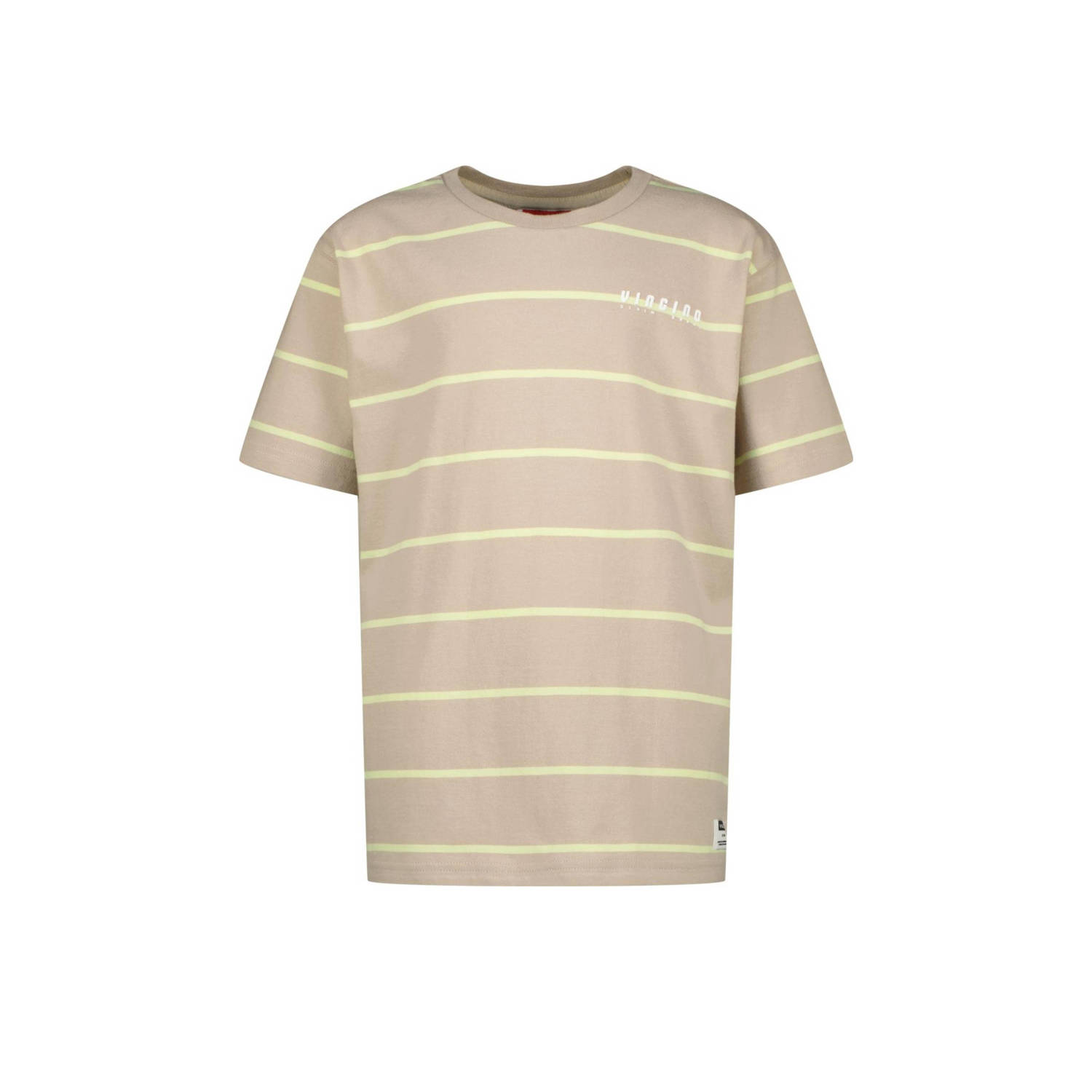 VINGINO gestreept T-shirt Hafi zand neongeel Beige Jongens Katoen Ronde hals 128