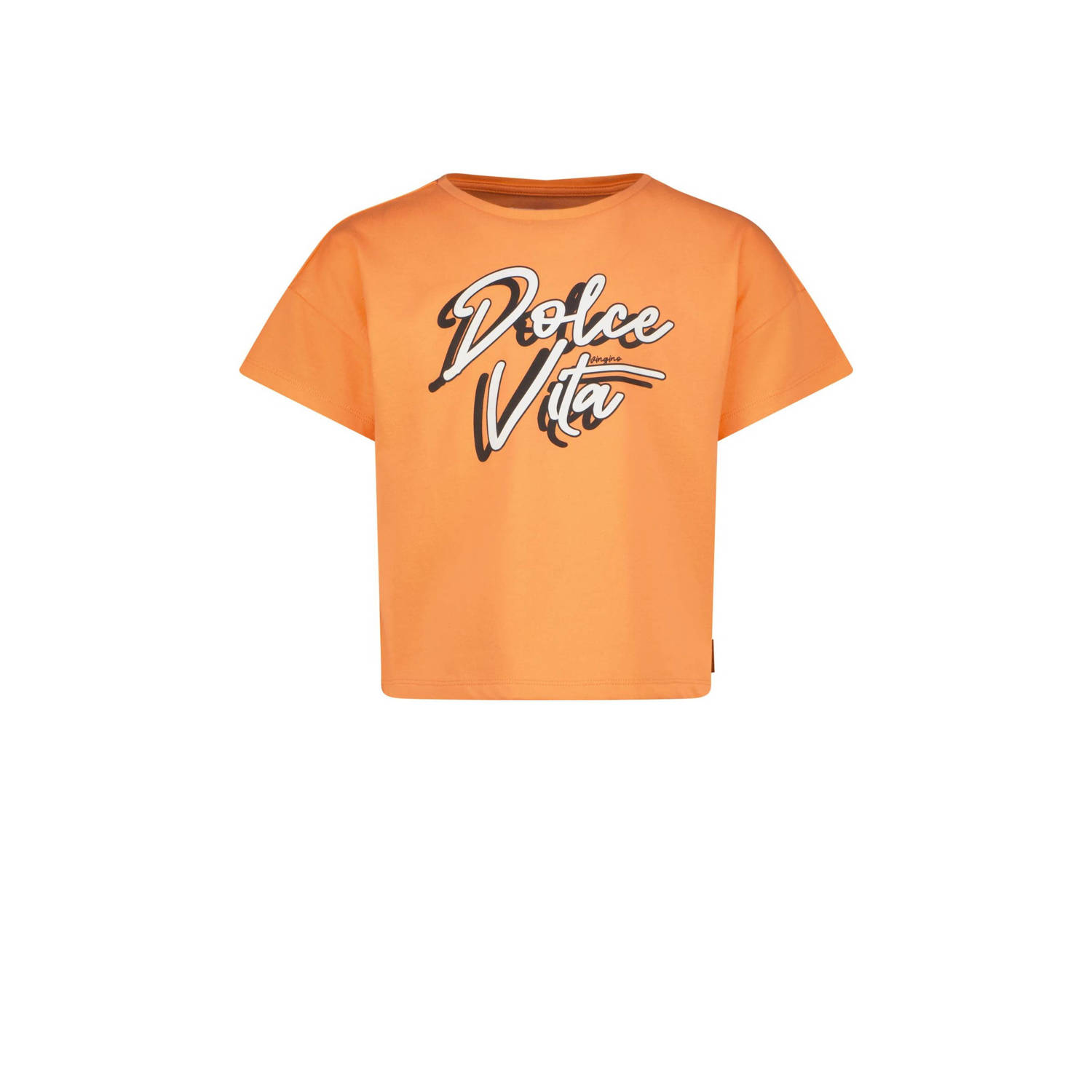 VINGINO T-shirt Hilla met tekst oranje Meisjes Katoen Ronde hals Tekst 128