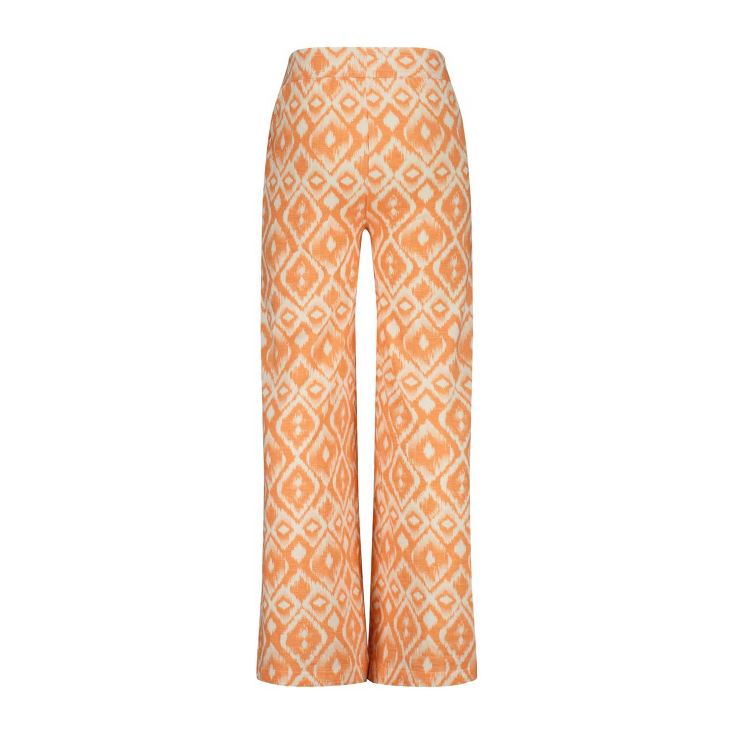 Vingino straight fit broek Sage met all over print licht neonoranje wit