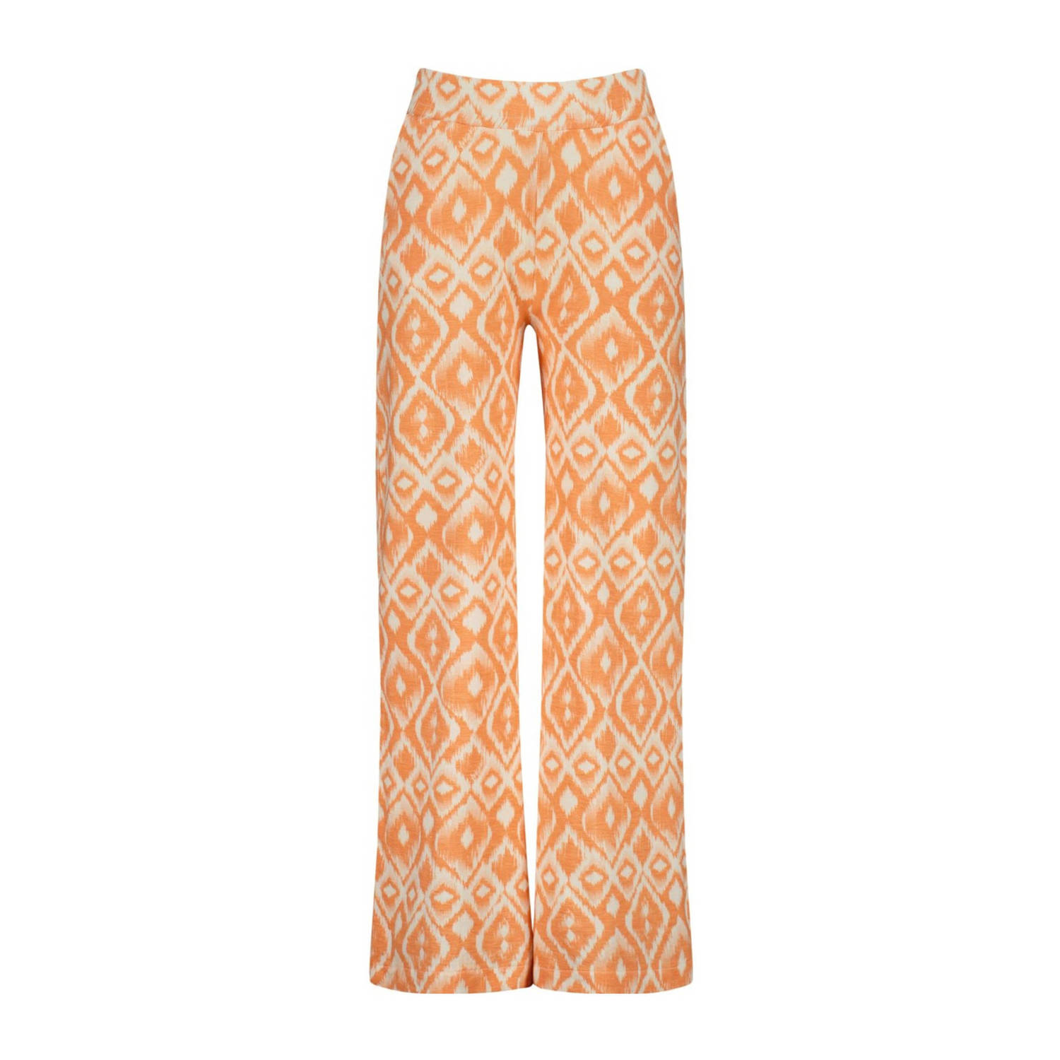 VINGINO straight fit broek Sage met all over print licht neonoranje wit Meisjes Viscose 128