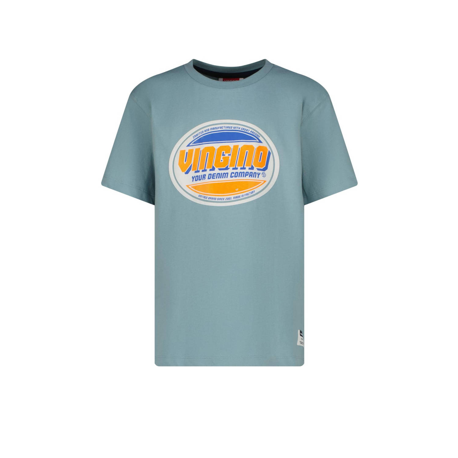 VINGINO T-shirt Hon met logo grijsblauw Jongens Katoen Ronde hals Logo 164