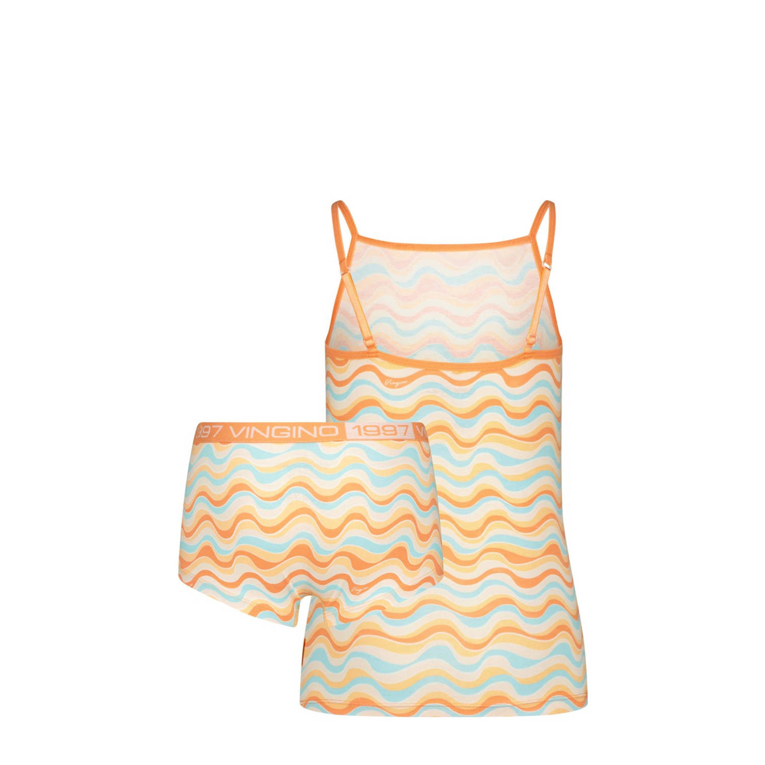 Vingino singlet + short Zigzag oranje geel lichtblauw