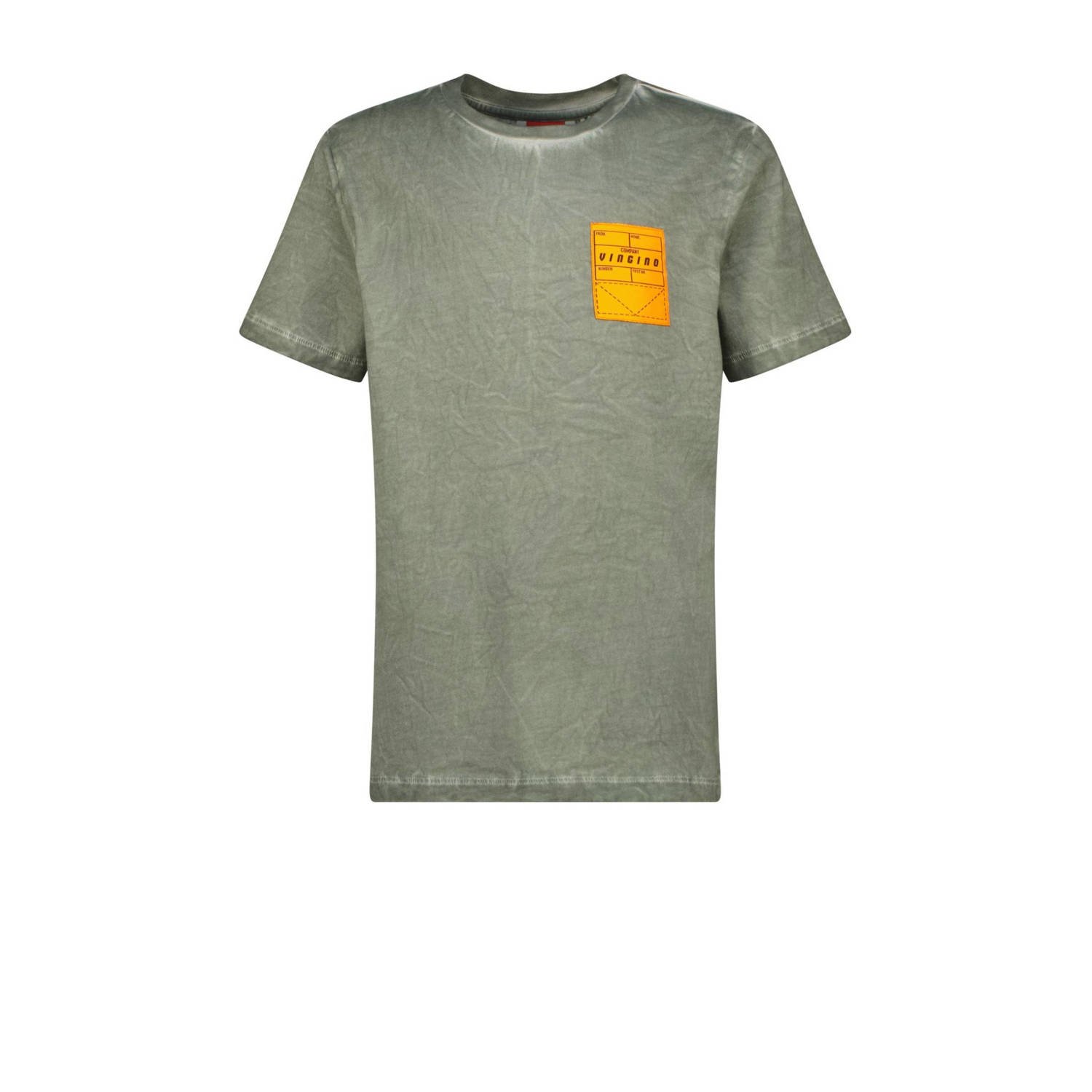 VINGINO T-shirt Herso met printopdruk olijfgroen oranje Jongens Katoen Ronde hals 128