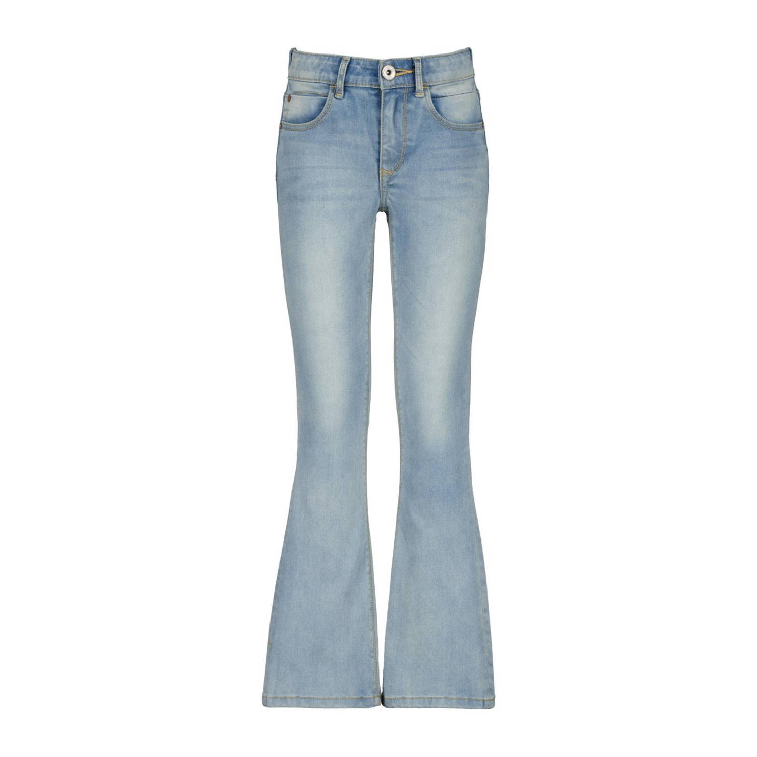 VINGINO flared jeans Abbey light vintage Blauw Meisjes Stretchdenim Effen 128