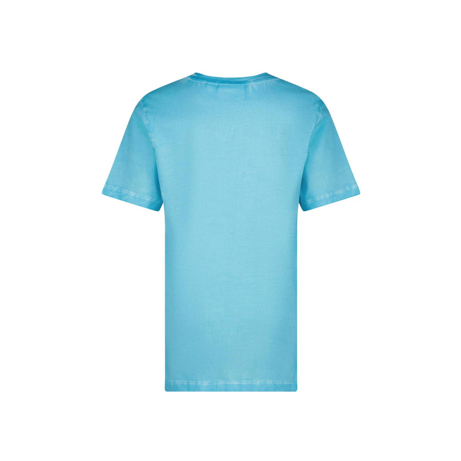Vingino T-shirt Herso met printopdruk aquablauw oranje