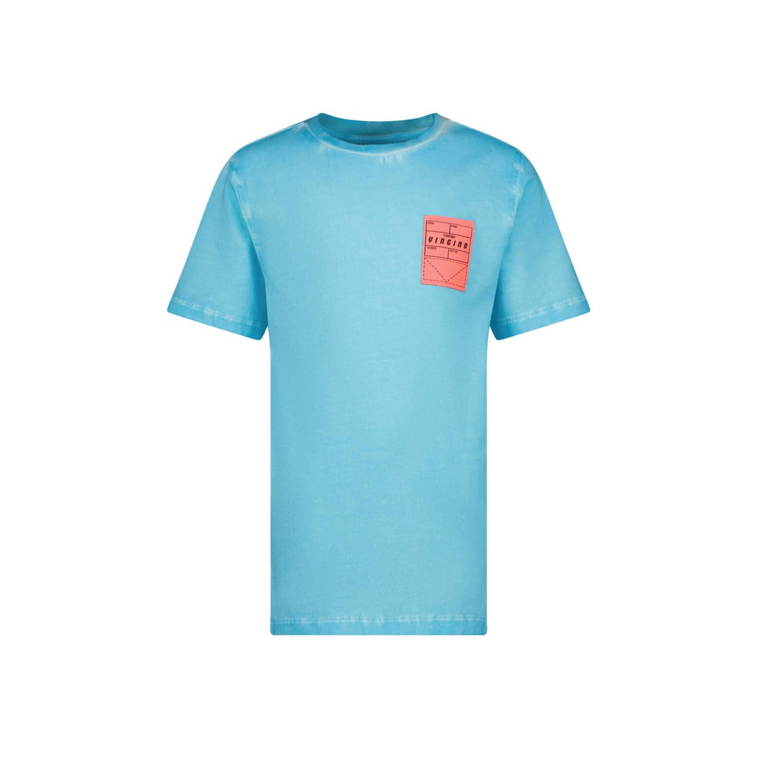 VINGINO T-shirt Herso met printopdruk aquablauw oranje Jongens Katoen Ronde hals 152