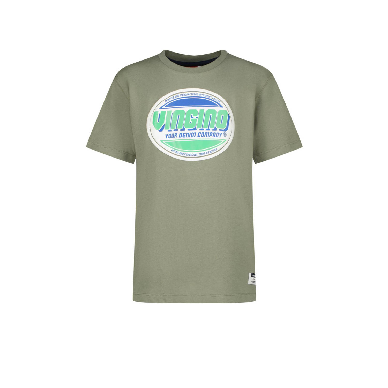 VINGINO T-shirt Hon met logo olijfgroen Jongens Katoen Ronde hals Logo 128