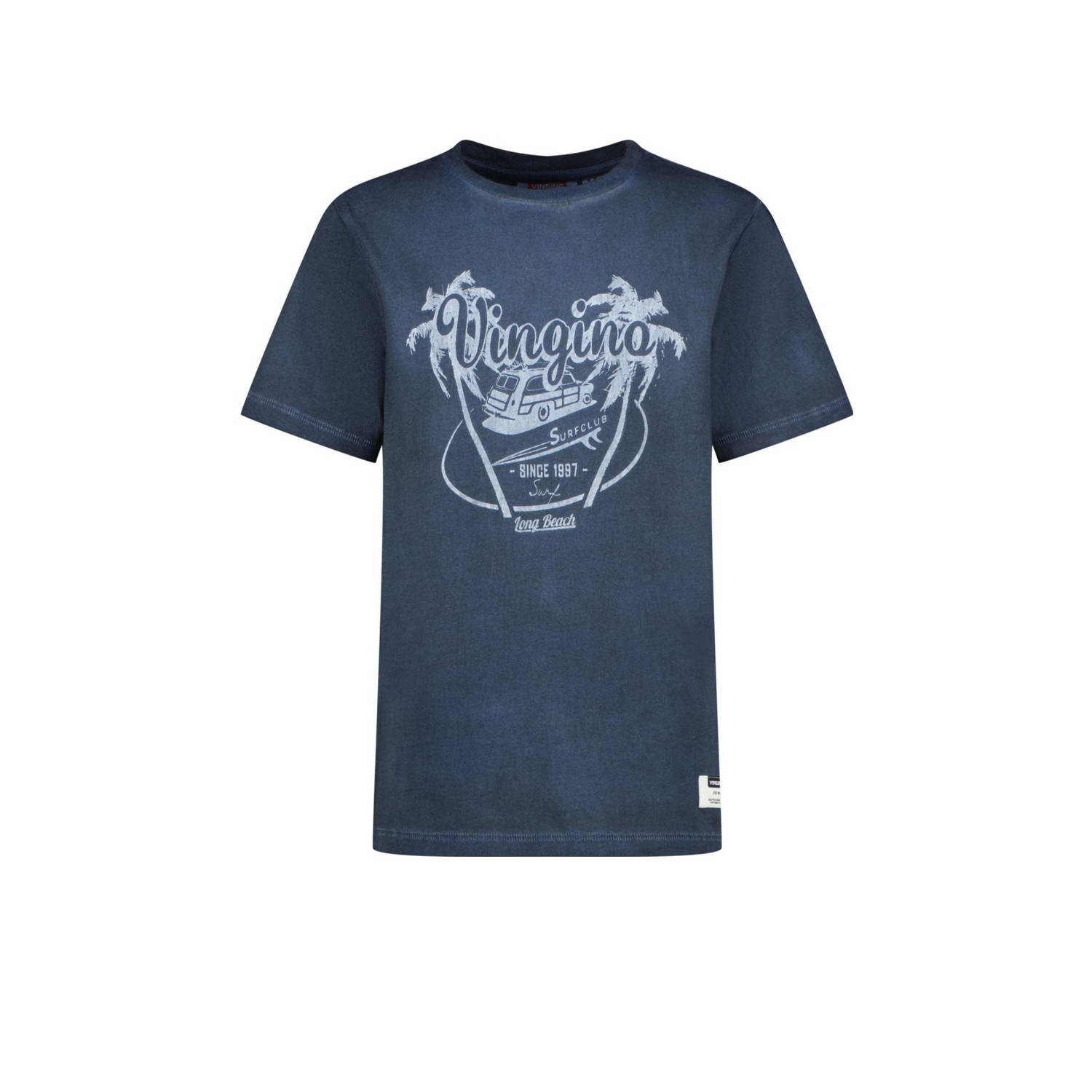 VINGINO T-shirt Hois met printopdruk donkerblauw Jongens Katoen Ronde hals 128