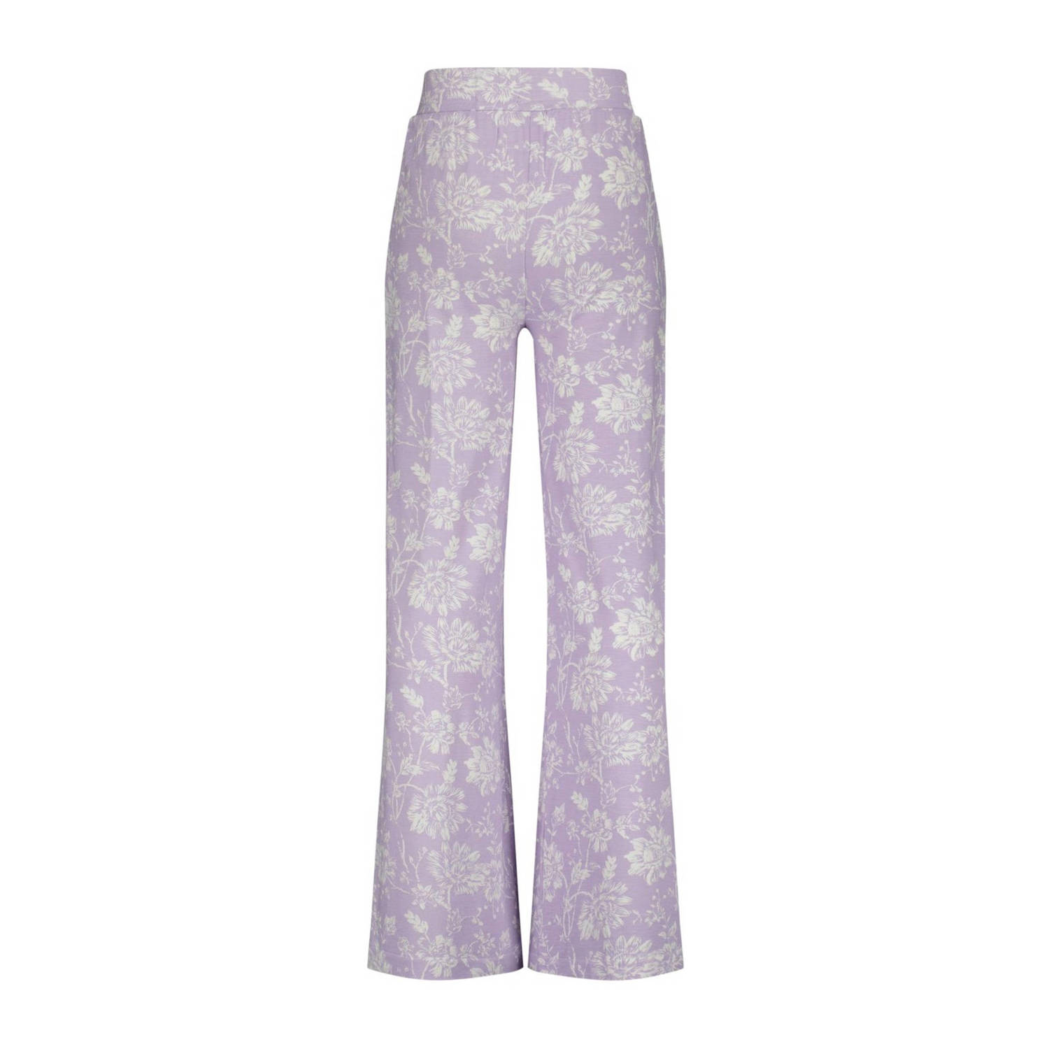 Vingino straight fit broek Sage met all over print lila wit
