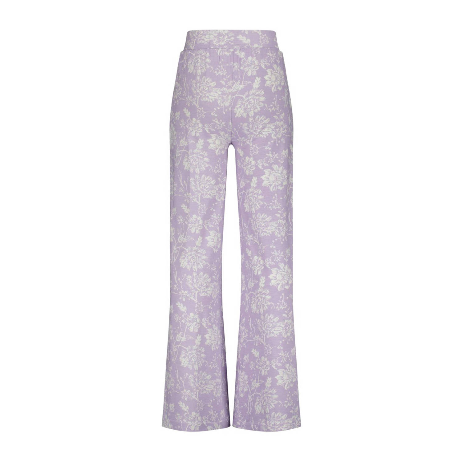 Vingino straight fit broek Sage met all over print lila wit