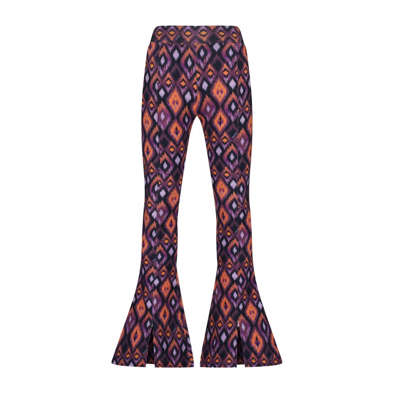 VINGINO flared broek Samina met all over print paars multicolor Meisjes Stretchkatoen 128