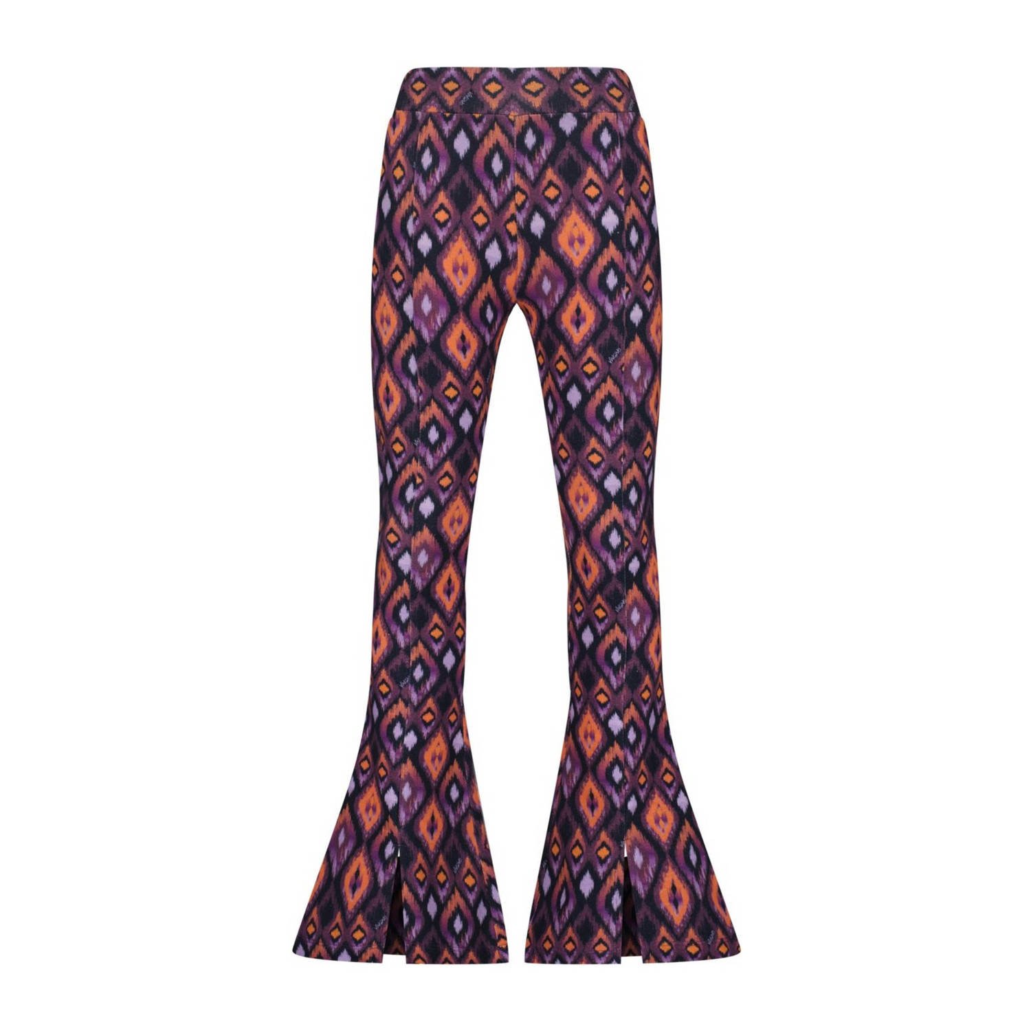 VINGINO flared broek Samina met all over print paars multicolor Meisjes Stretchkatoen 128