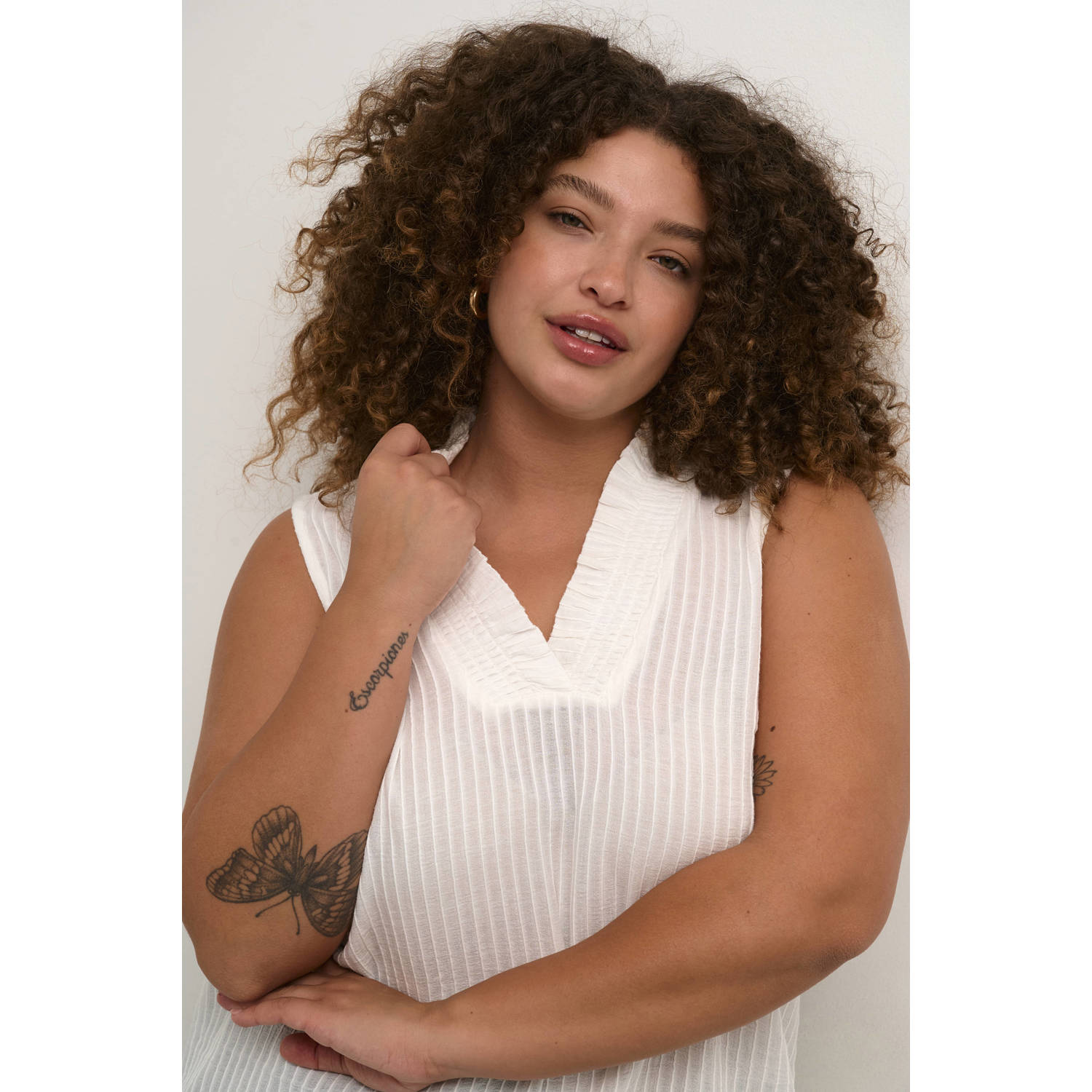 Kaffe Curve semi-transparante blousetop KCalana ecru