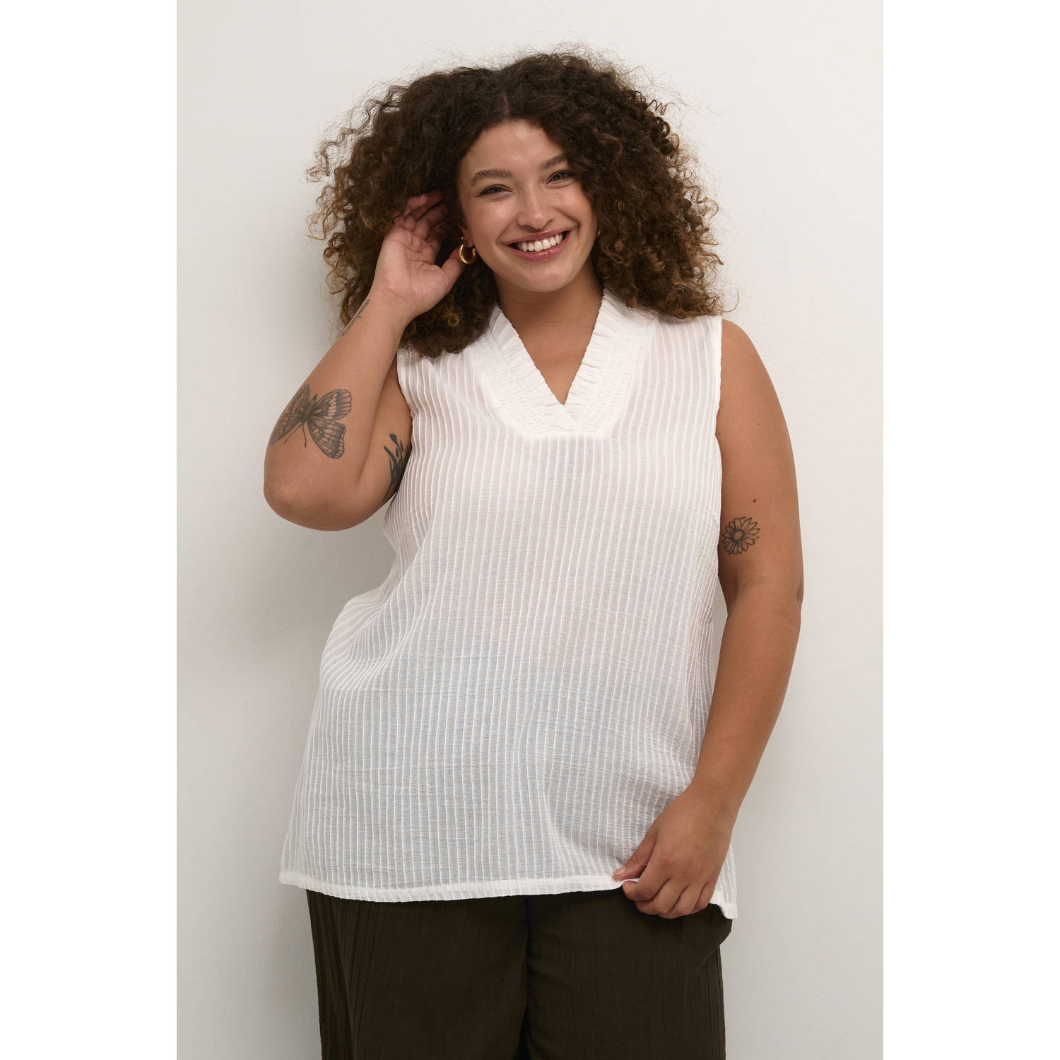 Kaffe Curve semi-transparante blousetop KCalana ecru
