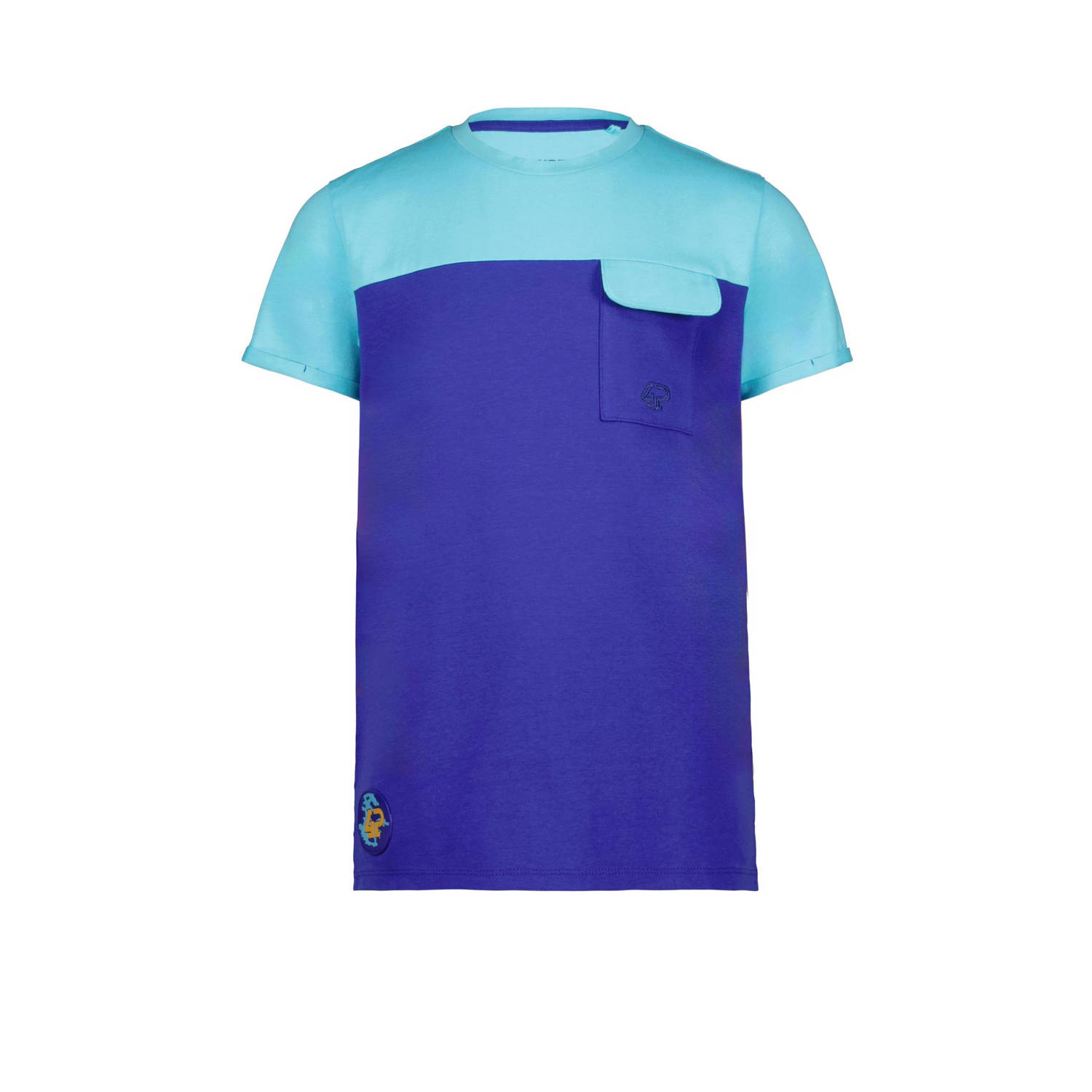 4PRESIDENT T-shirt blauw Jongens Stretchkatoen Ronde hals Meerkleurig 116