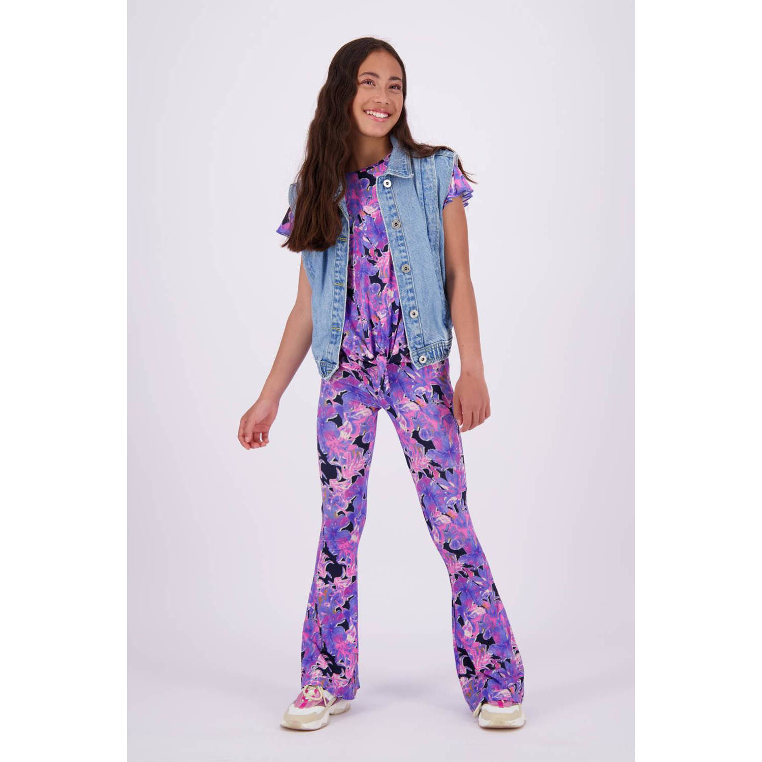 VINGINO T-shirt met all over print paars donkerblauw Meisjes Viscose Ronde hals 140