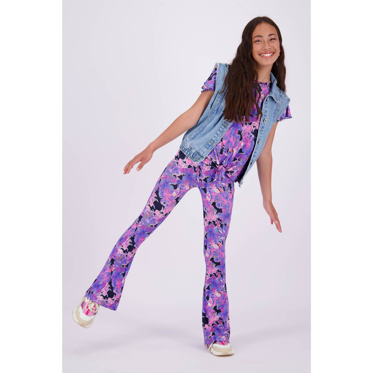 Vingino T-shirt met all over print paars donkerblauw