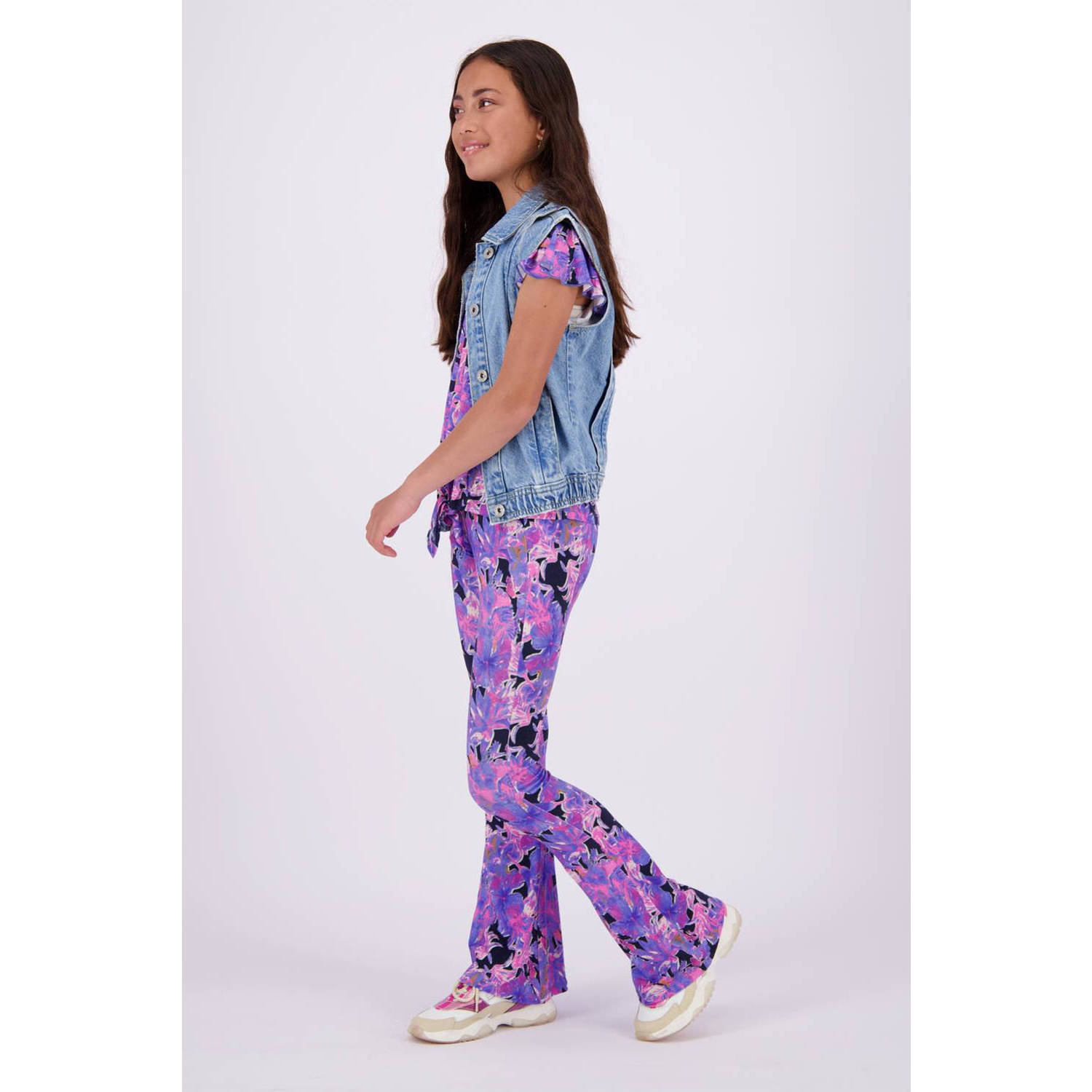 Vingino T-shirt met all over print paars donkerblauw