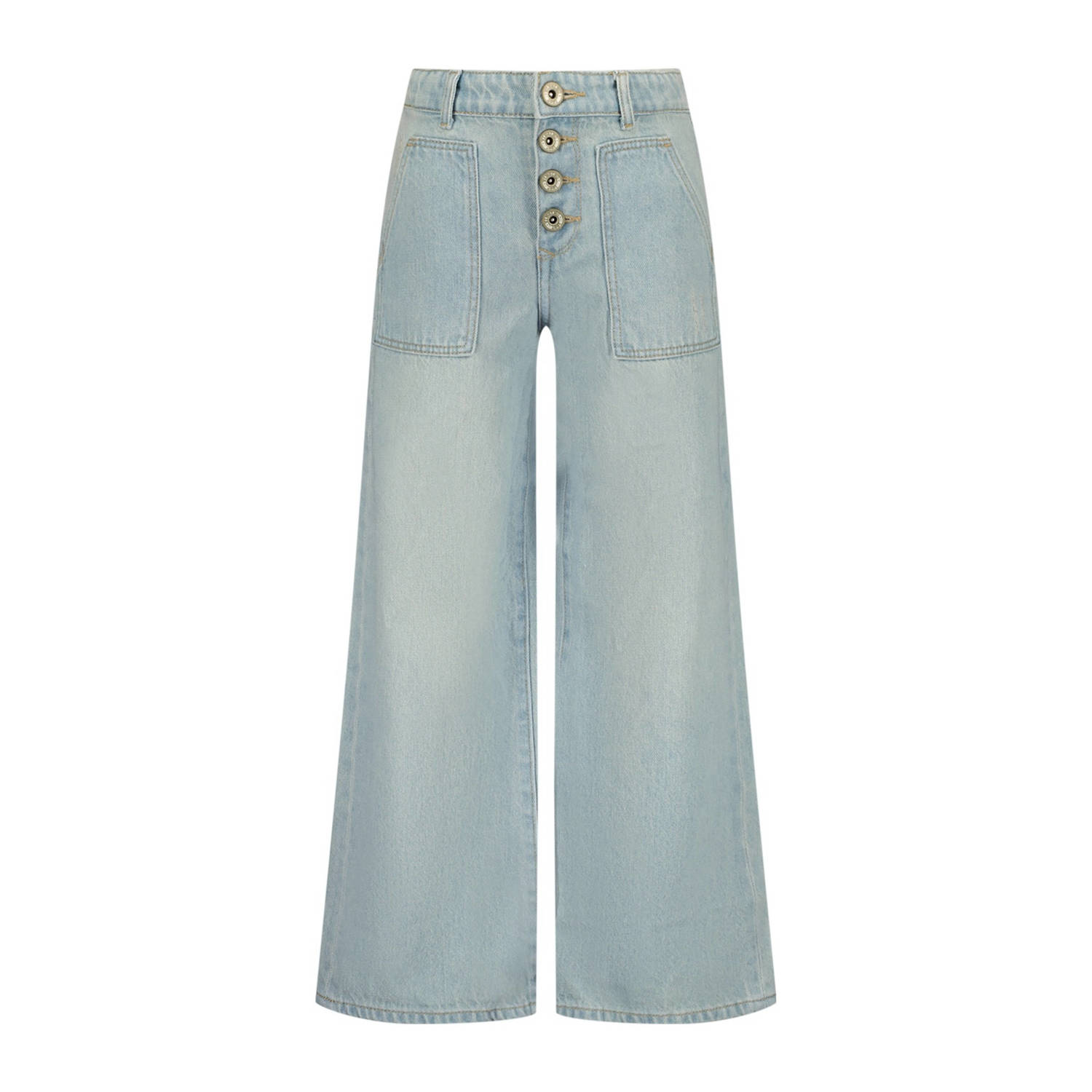 VINGINO high waist wide leg jeans Cassie light vintage Blauw Meisjes Denim 128