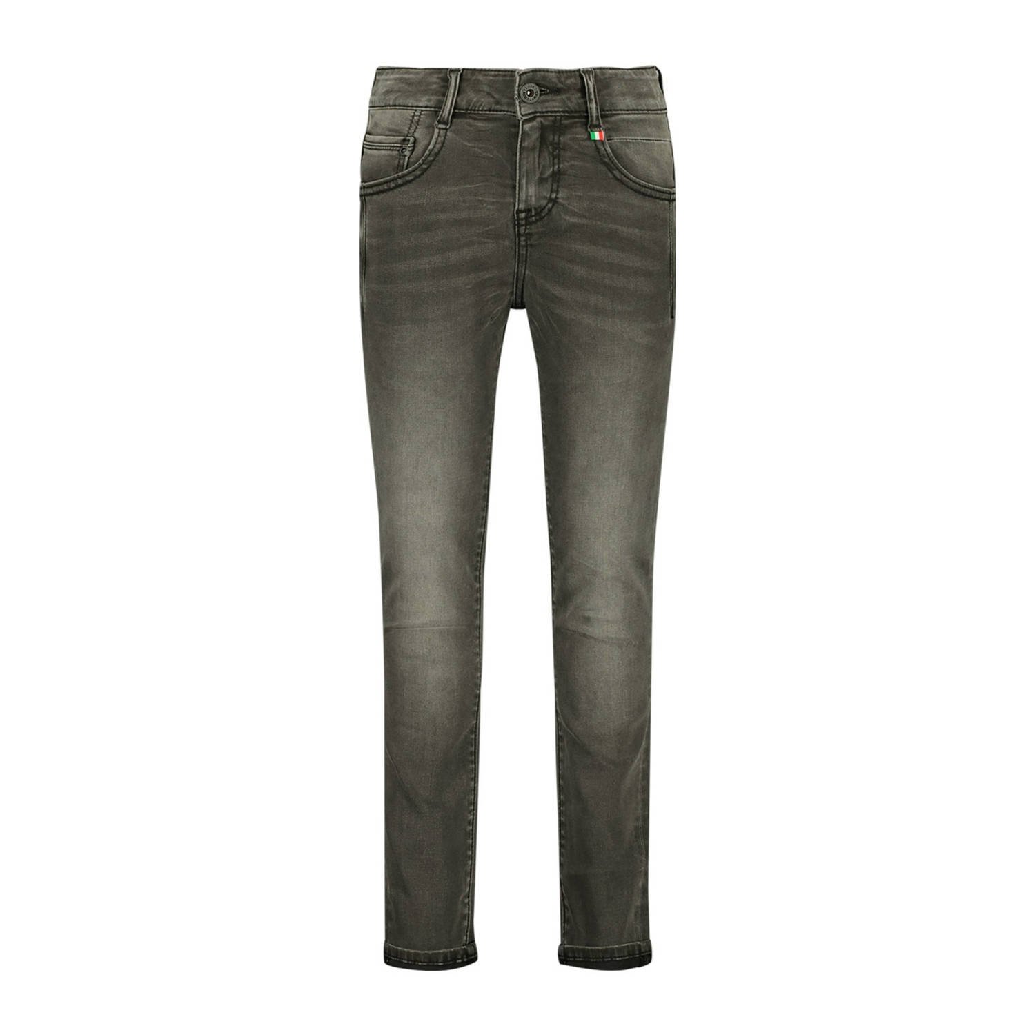 VINGINO tapered fit jeans Giovanni dark grey vintage Grijs Jongens Stretchdenim 128