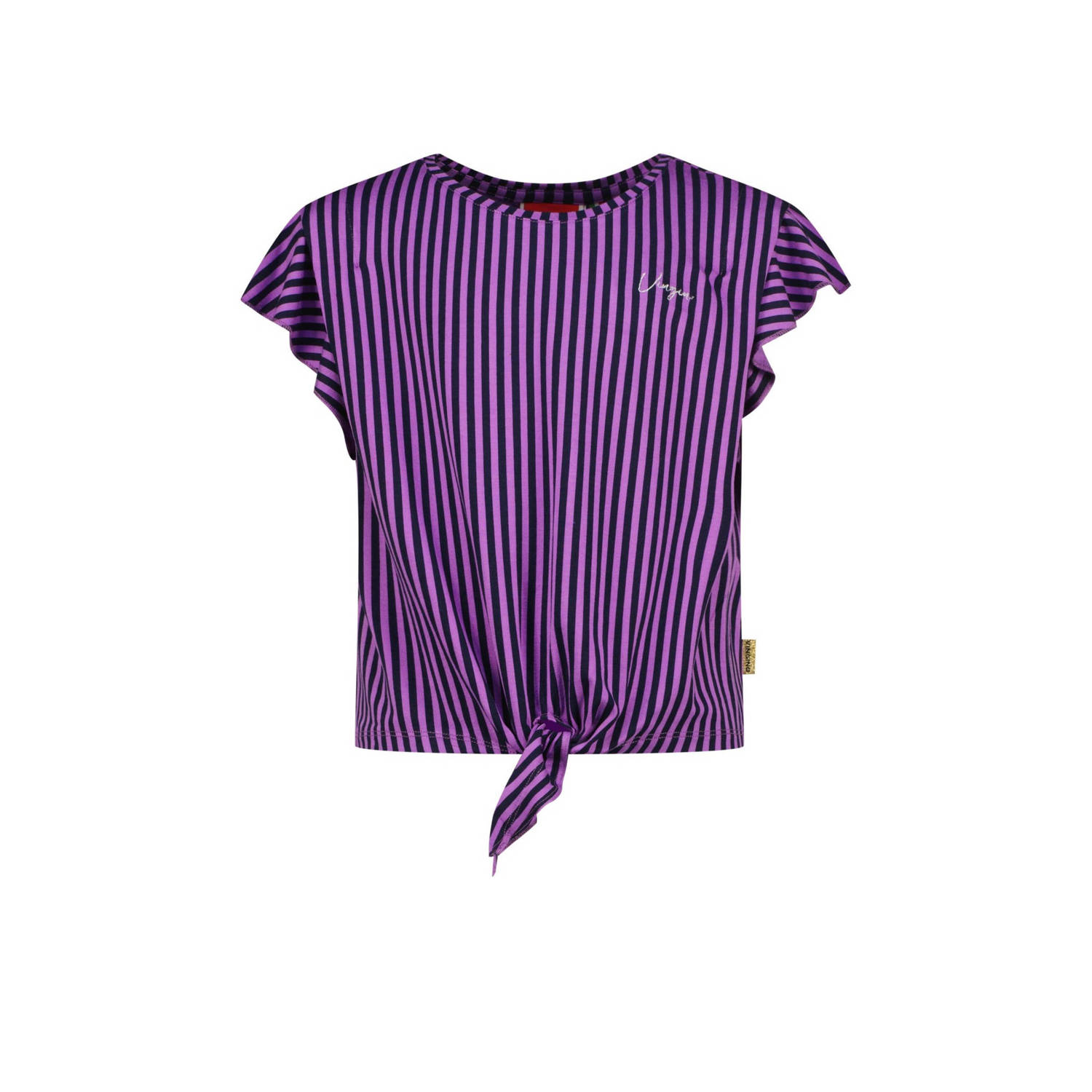 VINGINO gestreept T-shirt paars zwart Meisjes Viscose Ronde hals Streep 152