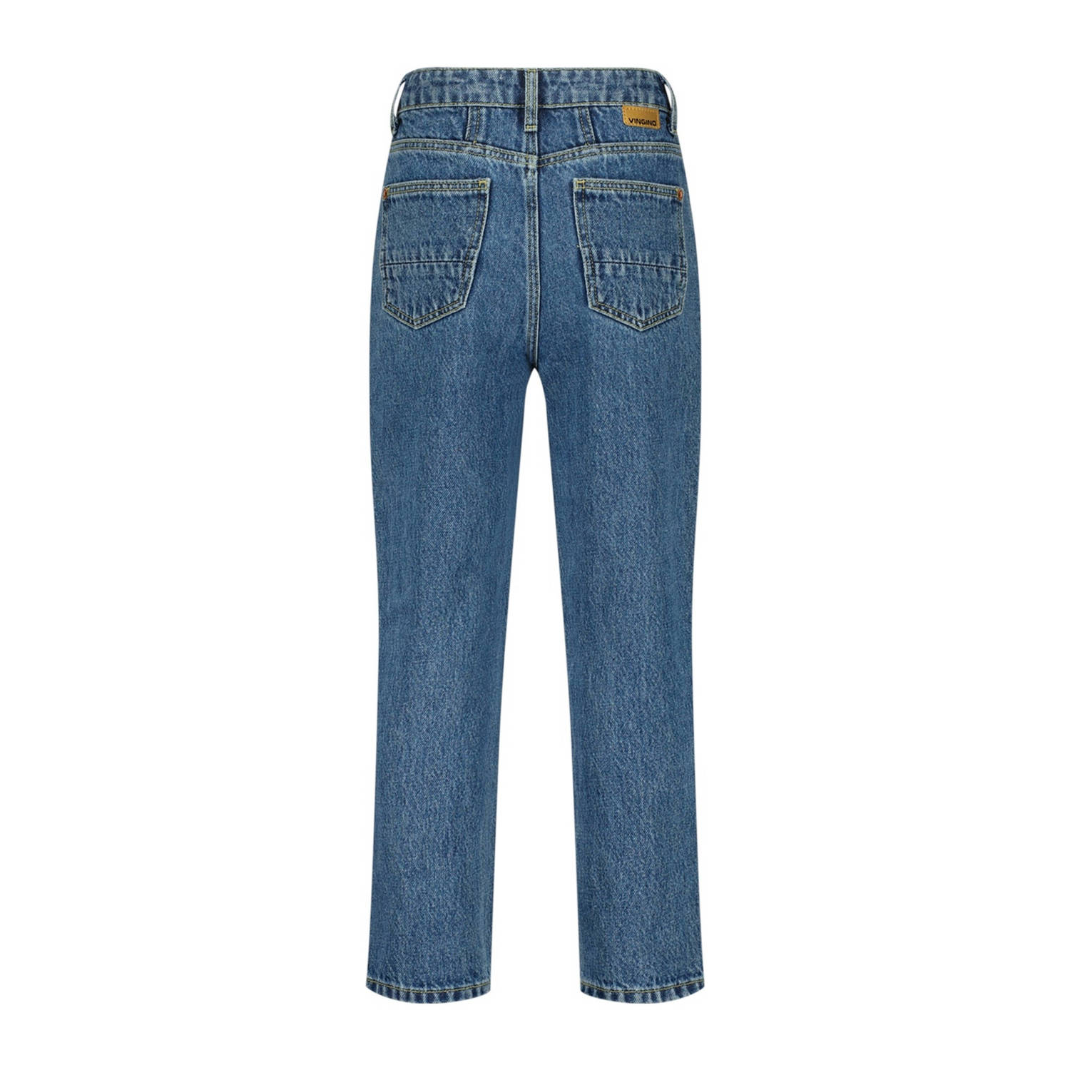 Vingino straight fit jeans met sterren mid blue wash