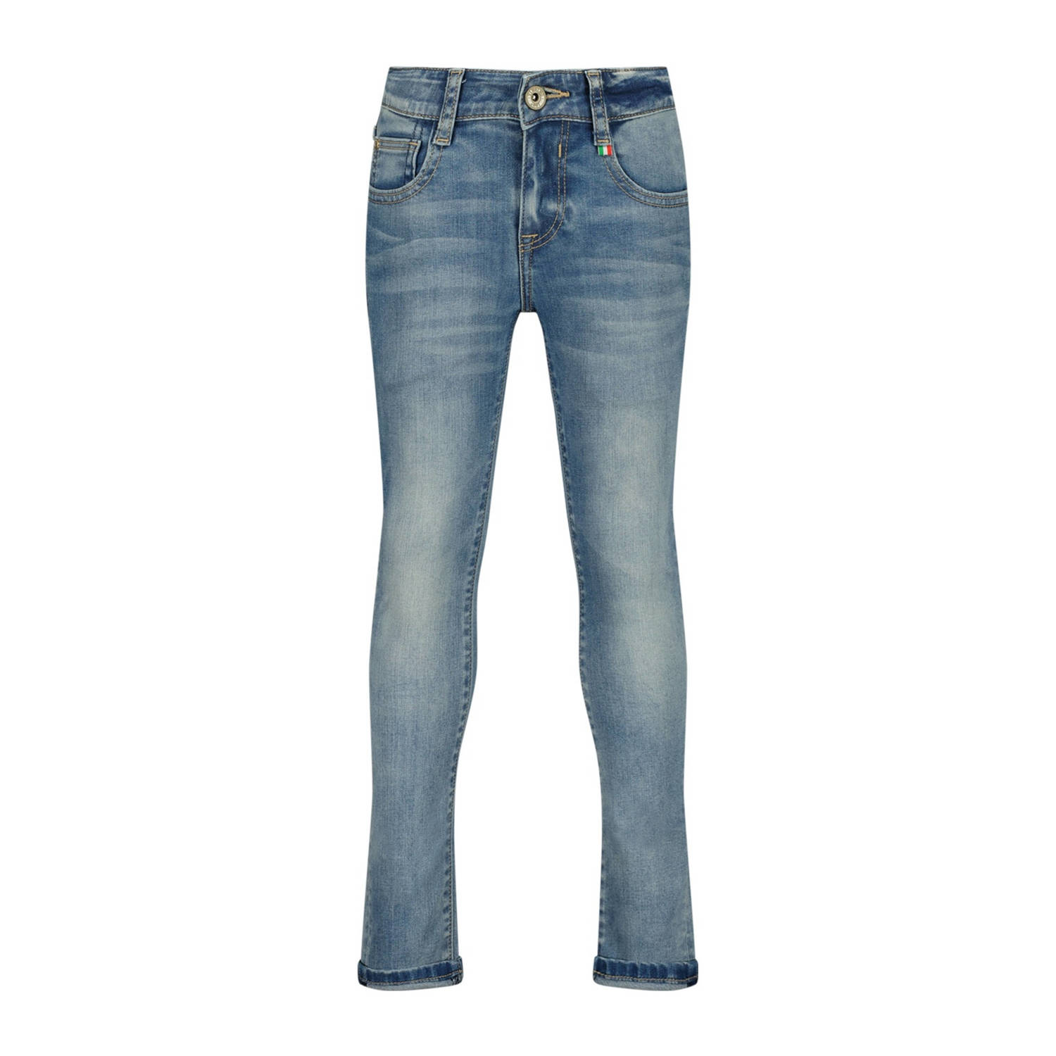VINGINO skinny jeans Anzio light indigo Blauw Jongens Stretchdenim Effen 128