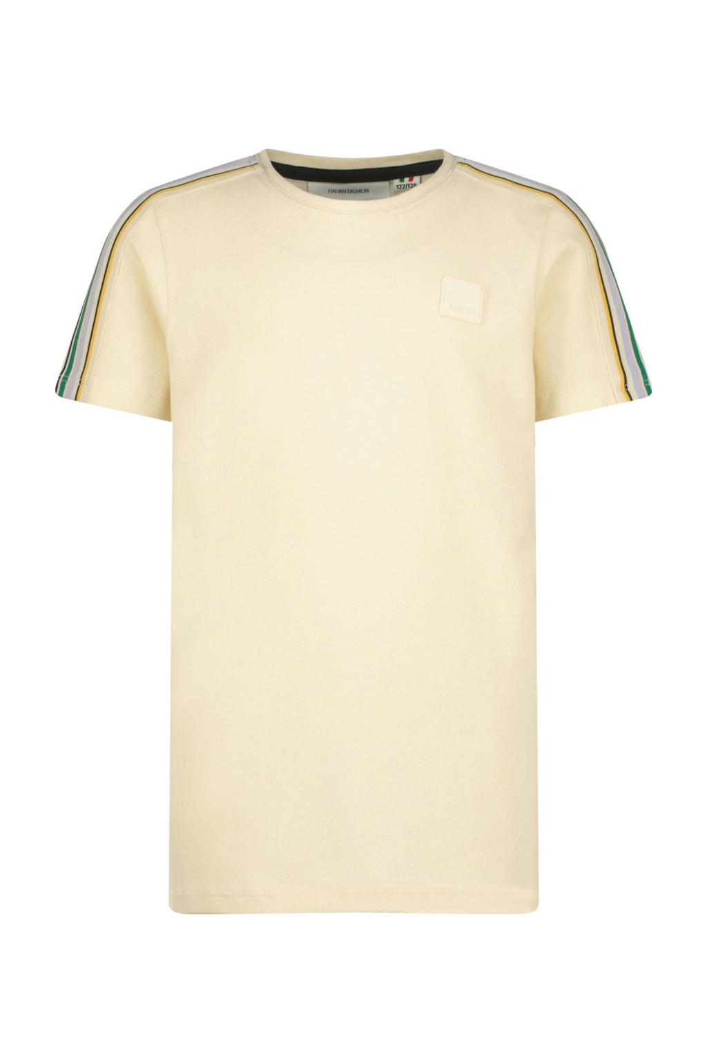 Geel en grijze jongens Vingino T-shirt Jape zachtgeel van katoen met effen, korte mouwen en ronde hals