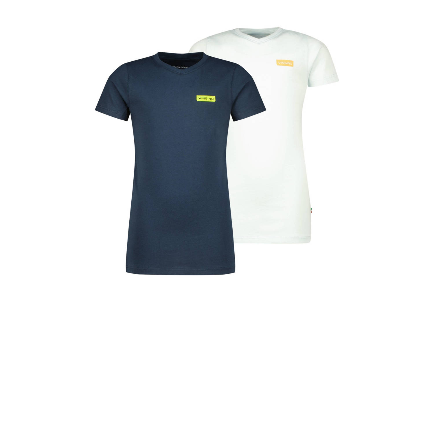 VINGINO T-shirt set van 2 mintgroen donkerblauw Jongens Katoen V-hals 128