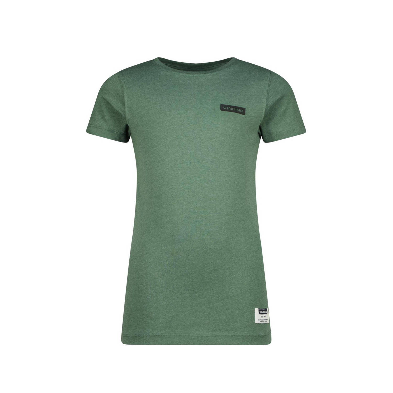 VINGINO T-shirt groen Jongens Katoen Ronde hals Effen 128