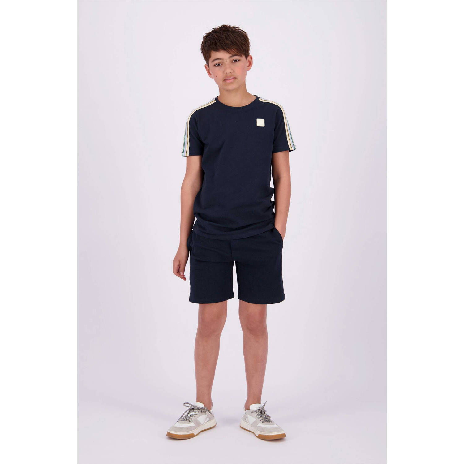 VINGINO sweatshort donkerblauw geel Korte broek Jongens Katoen Meerkleurig 128