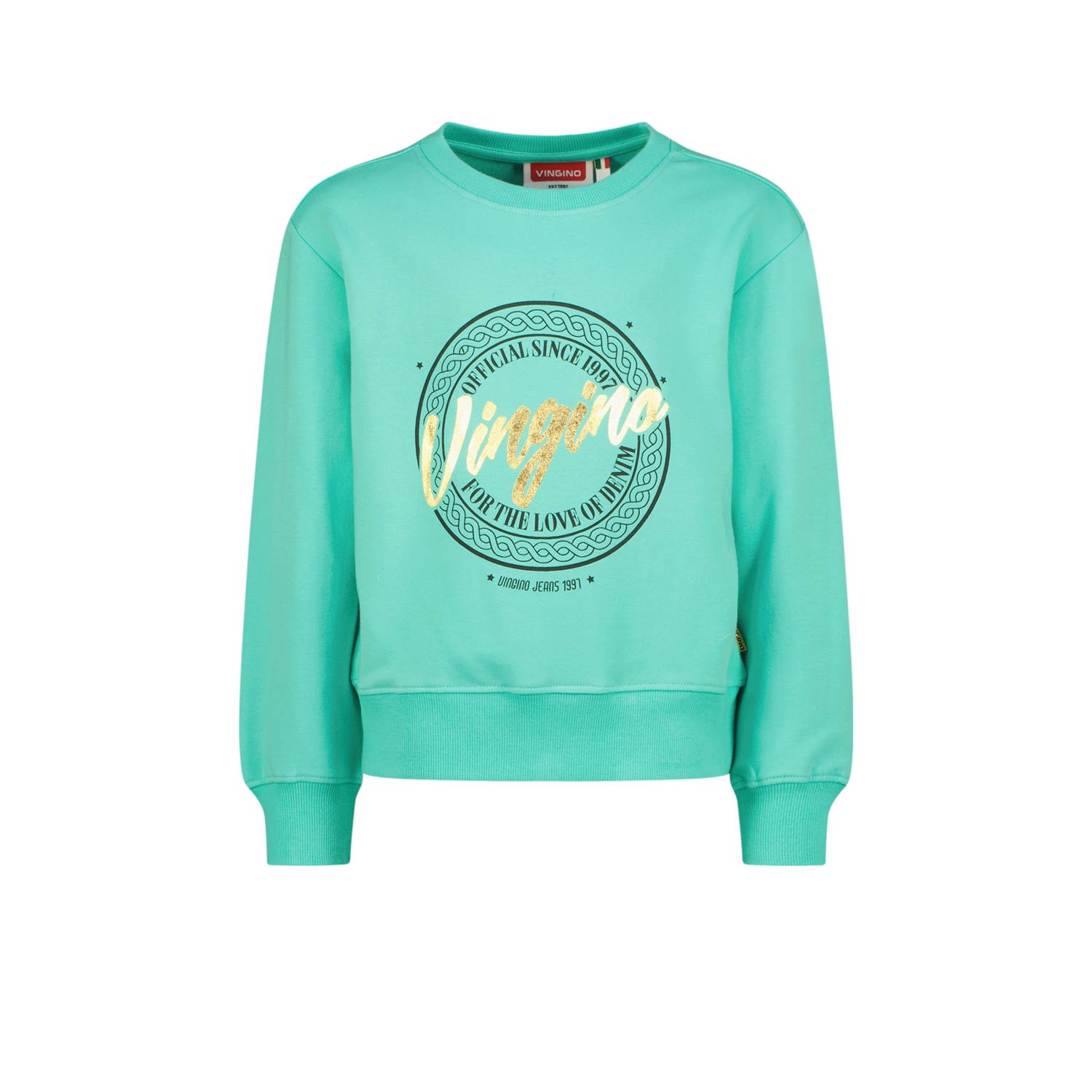 Vingino sweater met printopdruk tropisch mintgroen