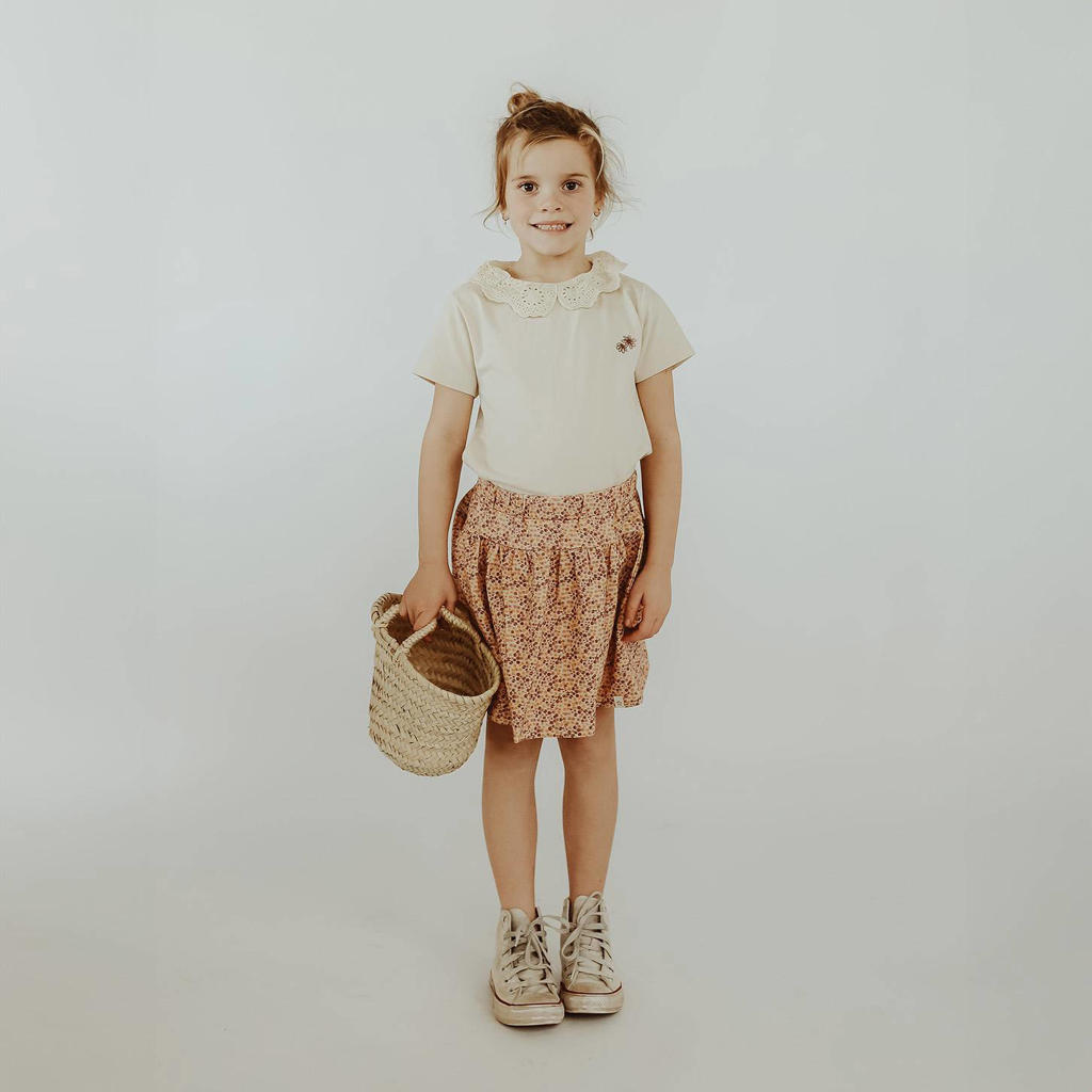 Oranje en oudroze meisjes Your Wishes rok Martha met sterren gemaakt van stretchkatoen en met elastische tailleband