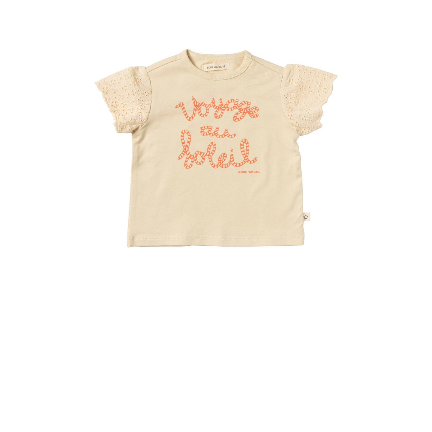 Your Wishes baby T-shirt Penny met tekst offwhite Ecru Meisjes Stretchkatoen Ronde hals 62