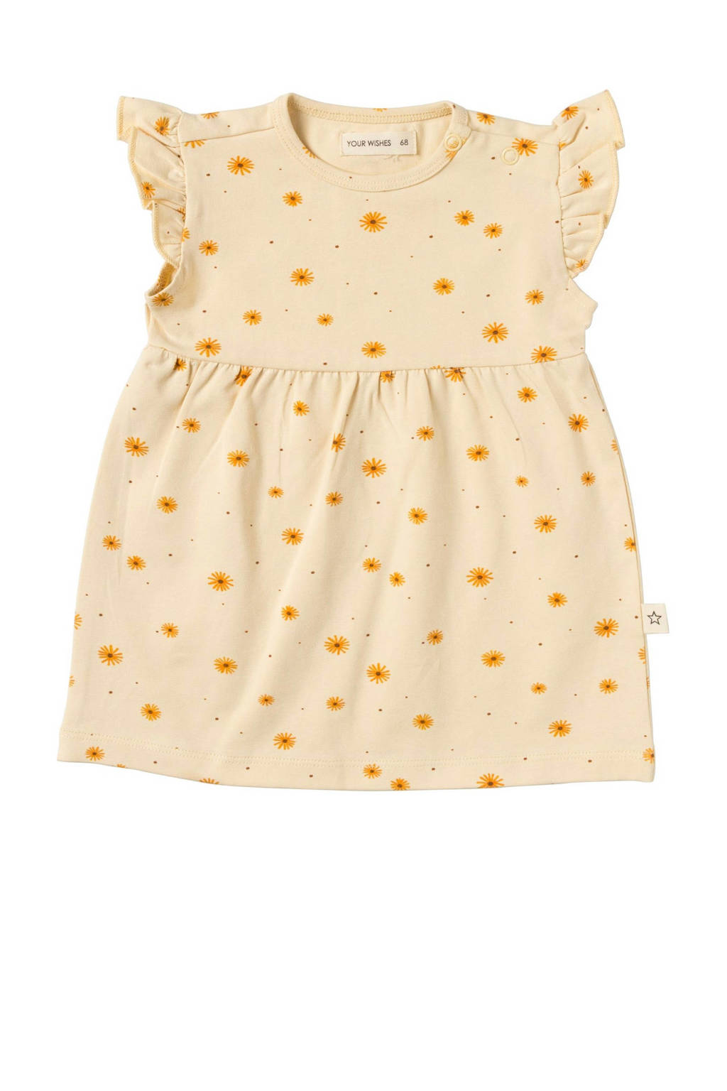 gebloemde baby jurk Pleun ecru/geel