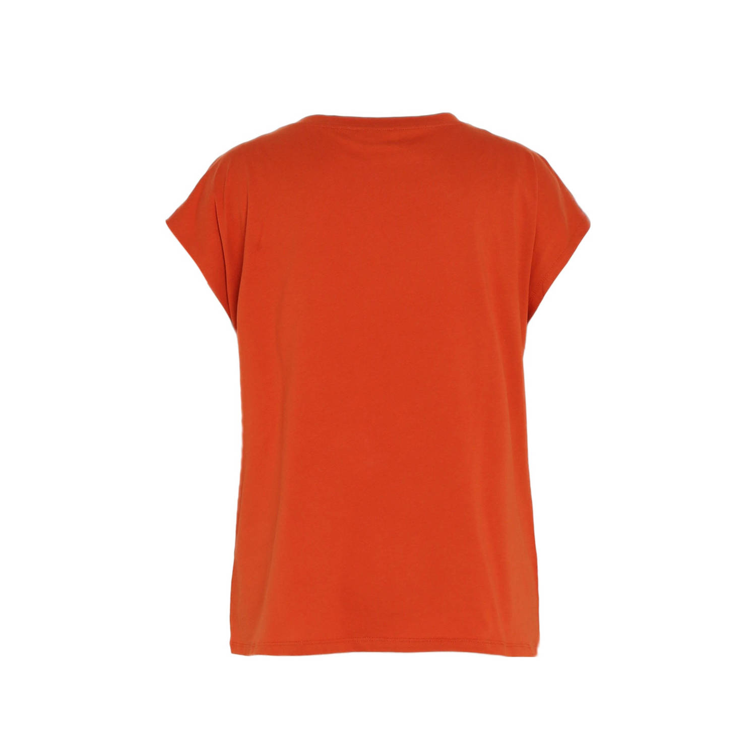 Paprika metallic T-shirt met printopdruk oranje