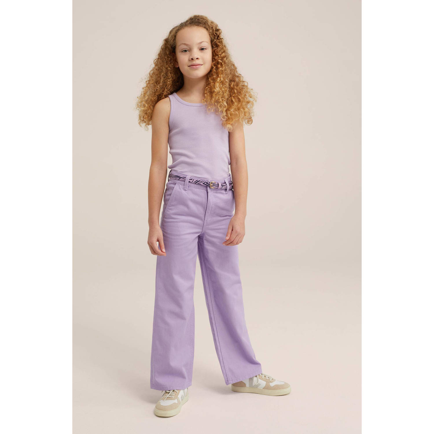WE Fashion Blue Ridge high waist wide leg broek lila